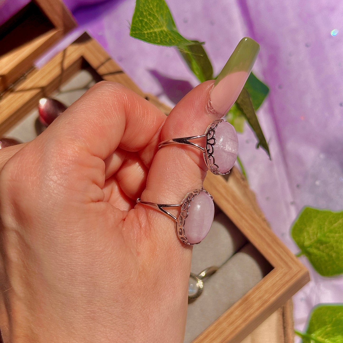 kunzite 925 sterling silver adjustable ring