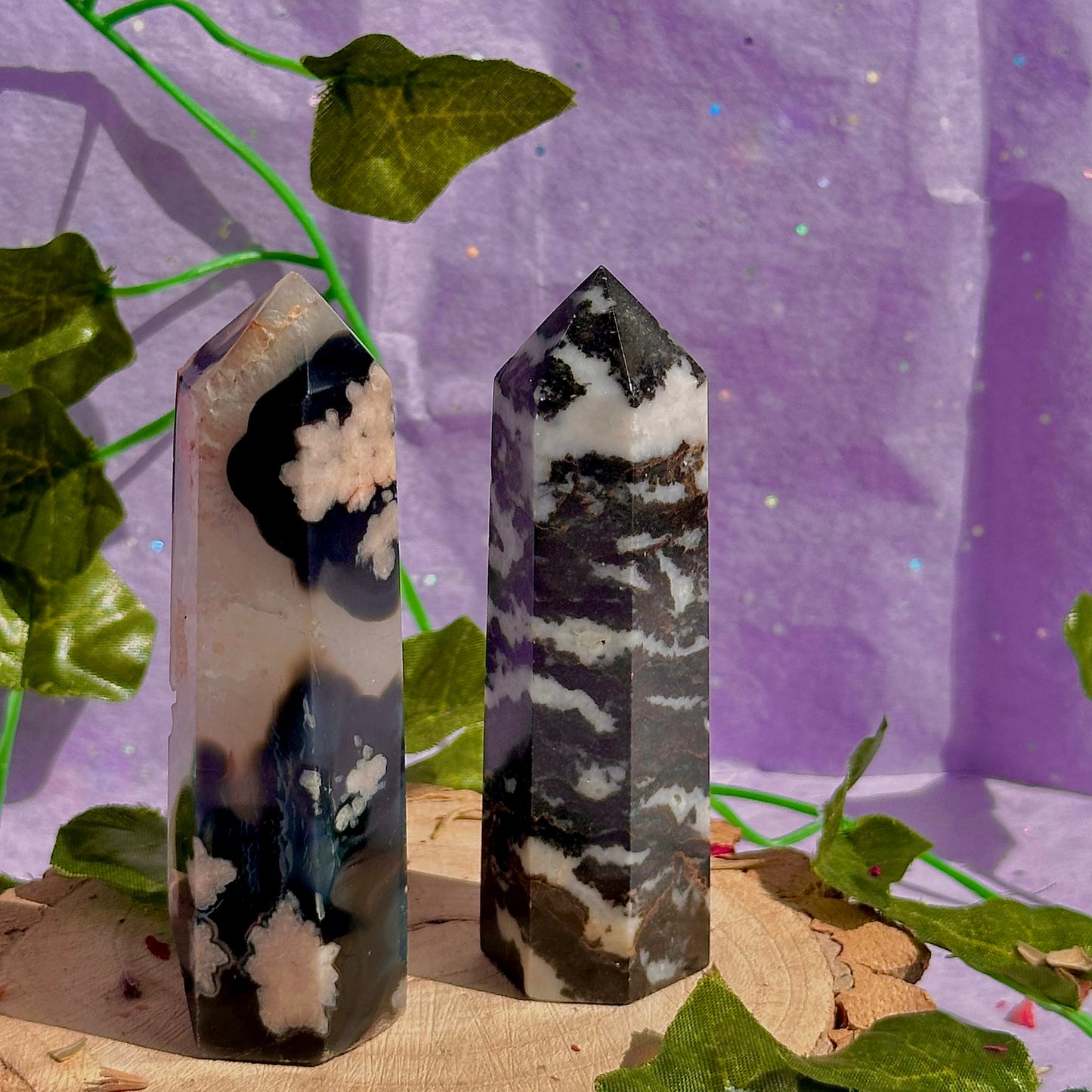 black towers ~ zebra jasper & black flower agate ~ choose your own