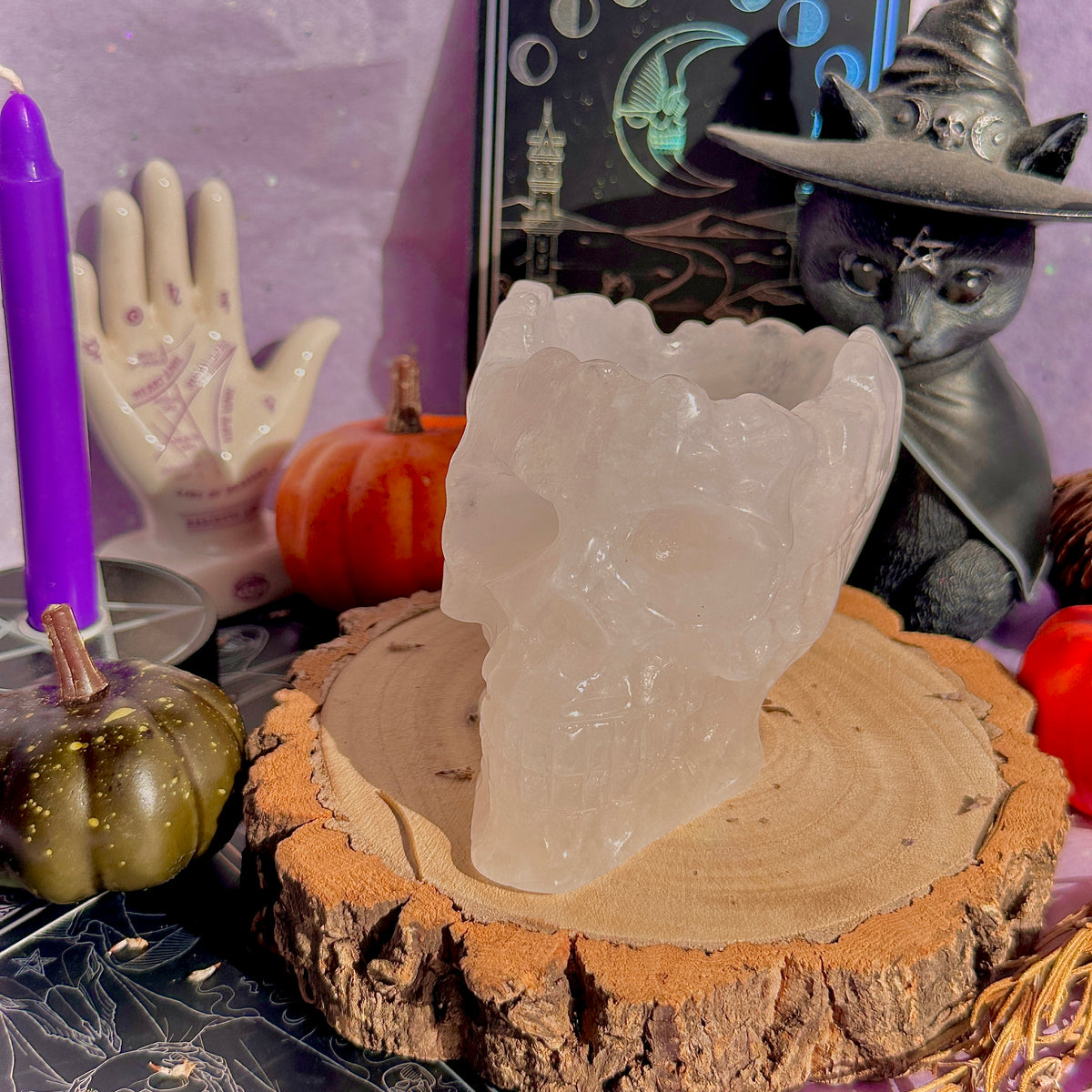 quartz skull bowl carving