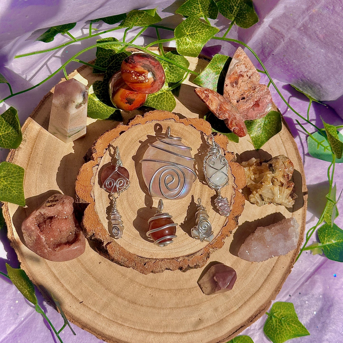 fairy spiral wire wrapped pendants ~ aluminium craft wire