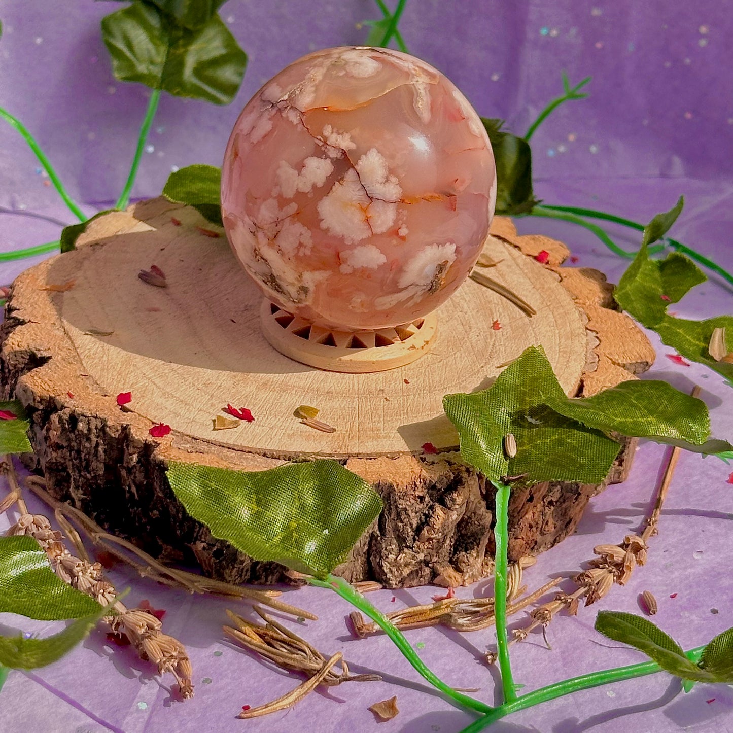 flower agate sphere