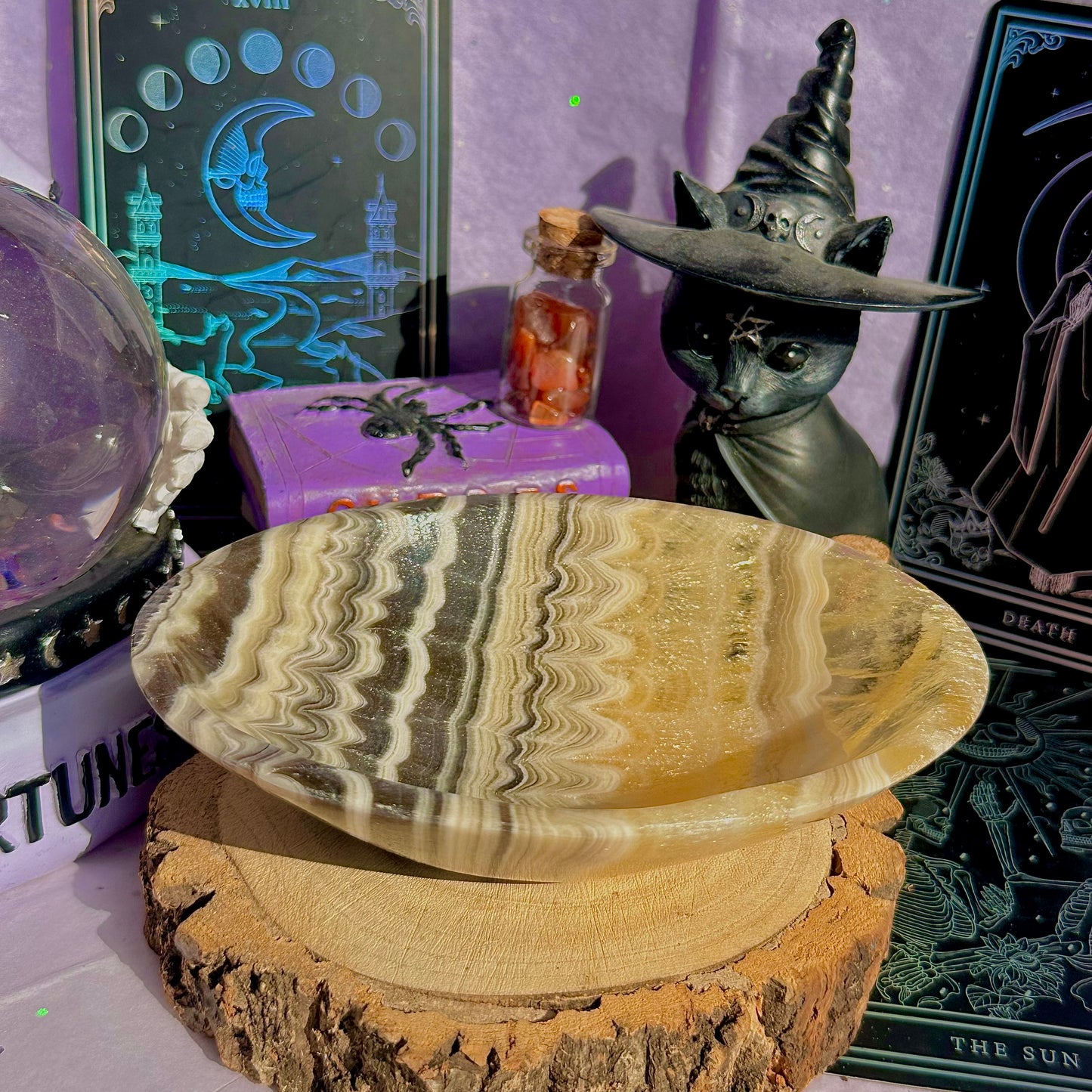 zebra calcite bowl
