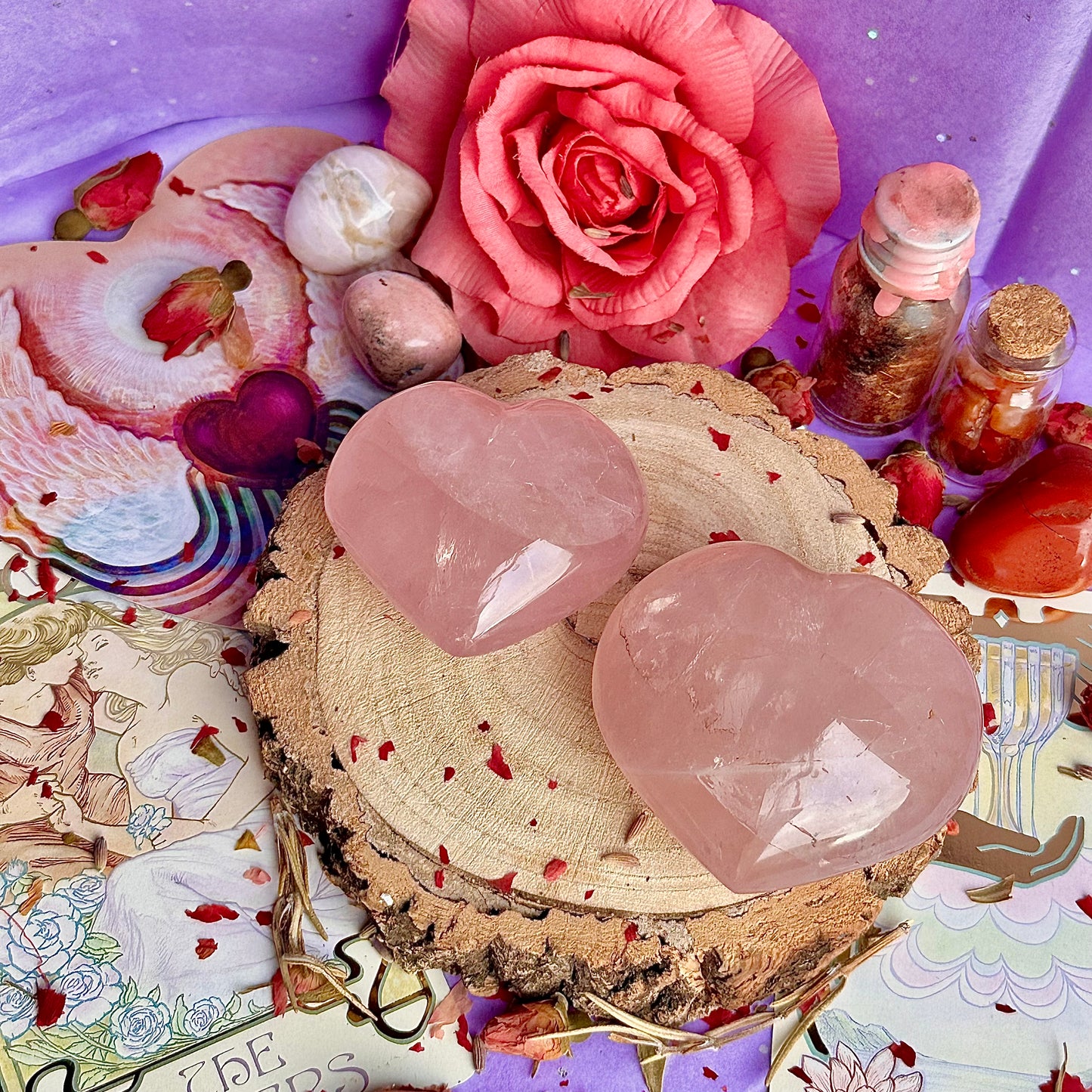 Cœurs en quartz rose starlight asterism ~ choisissez le vôtre