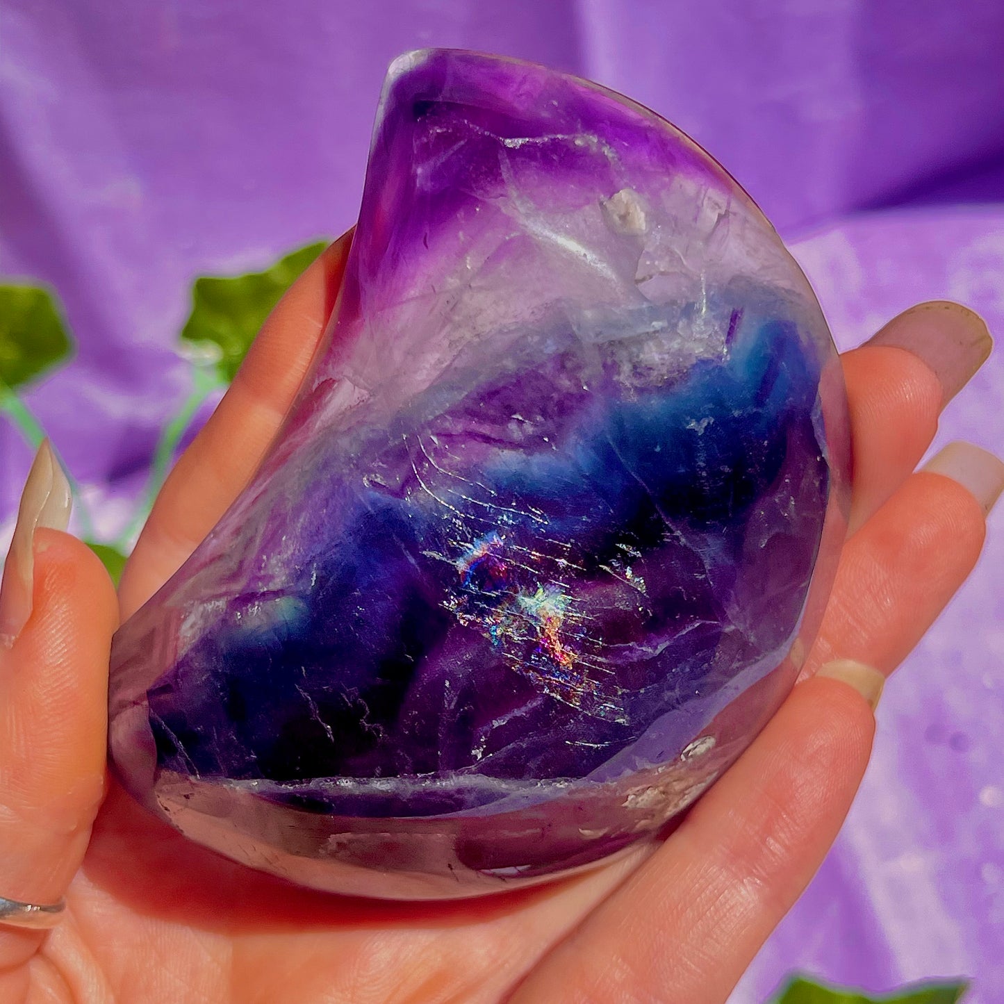 rainbow fluorite moon bowl D