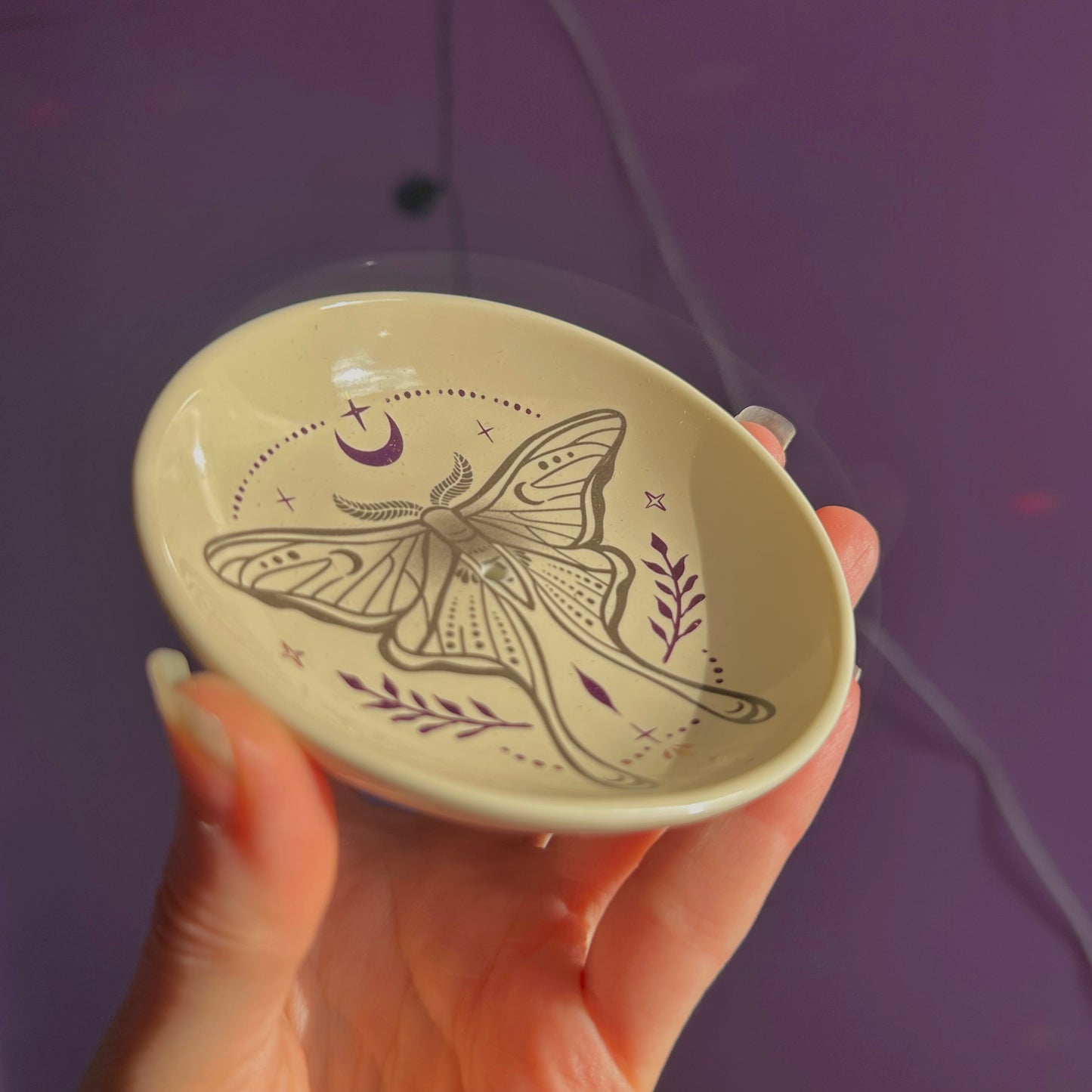 luna moth ceramic incense holder