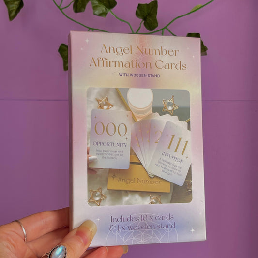 angel number affirmation cards with stand