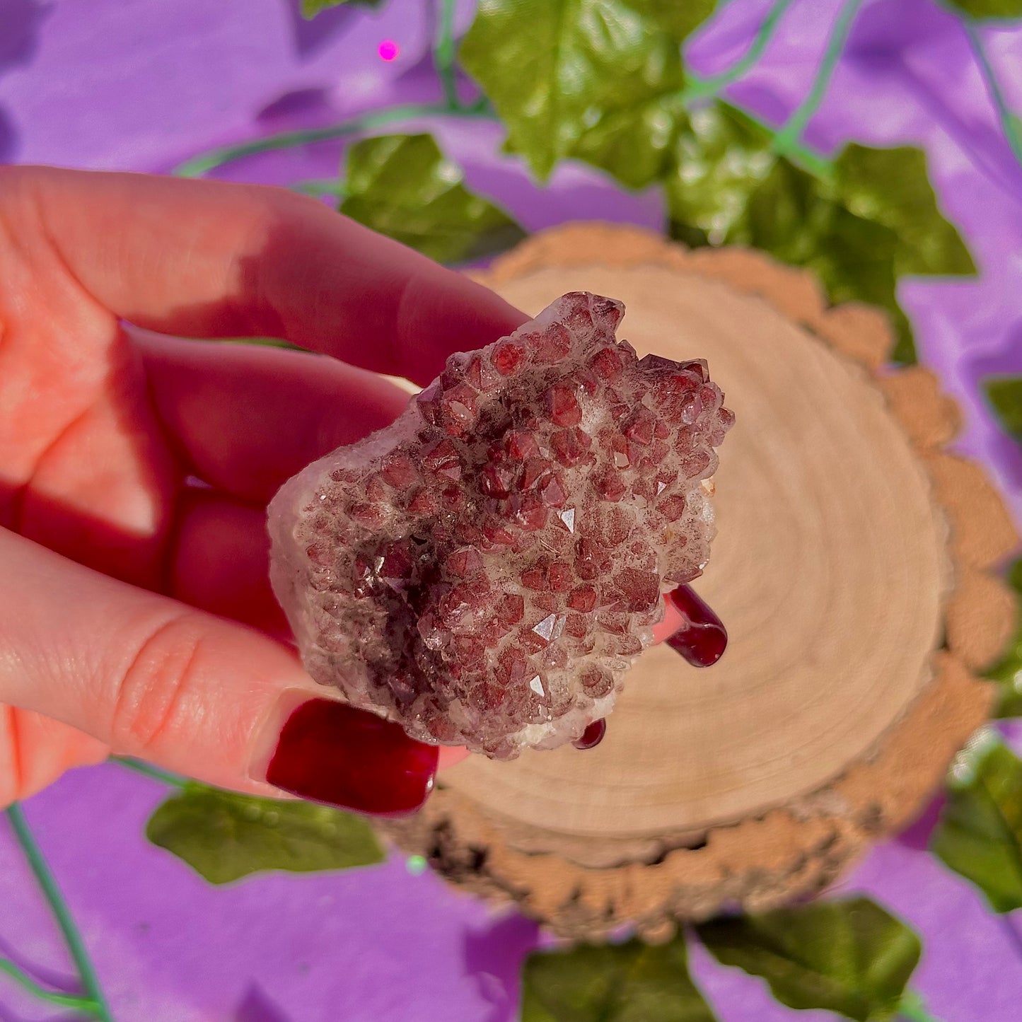red hematoid quartz cluster
