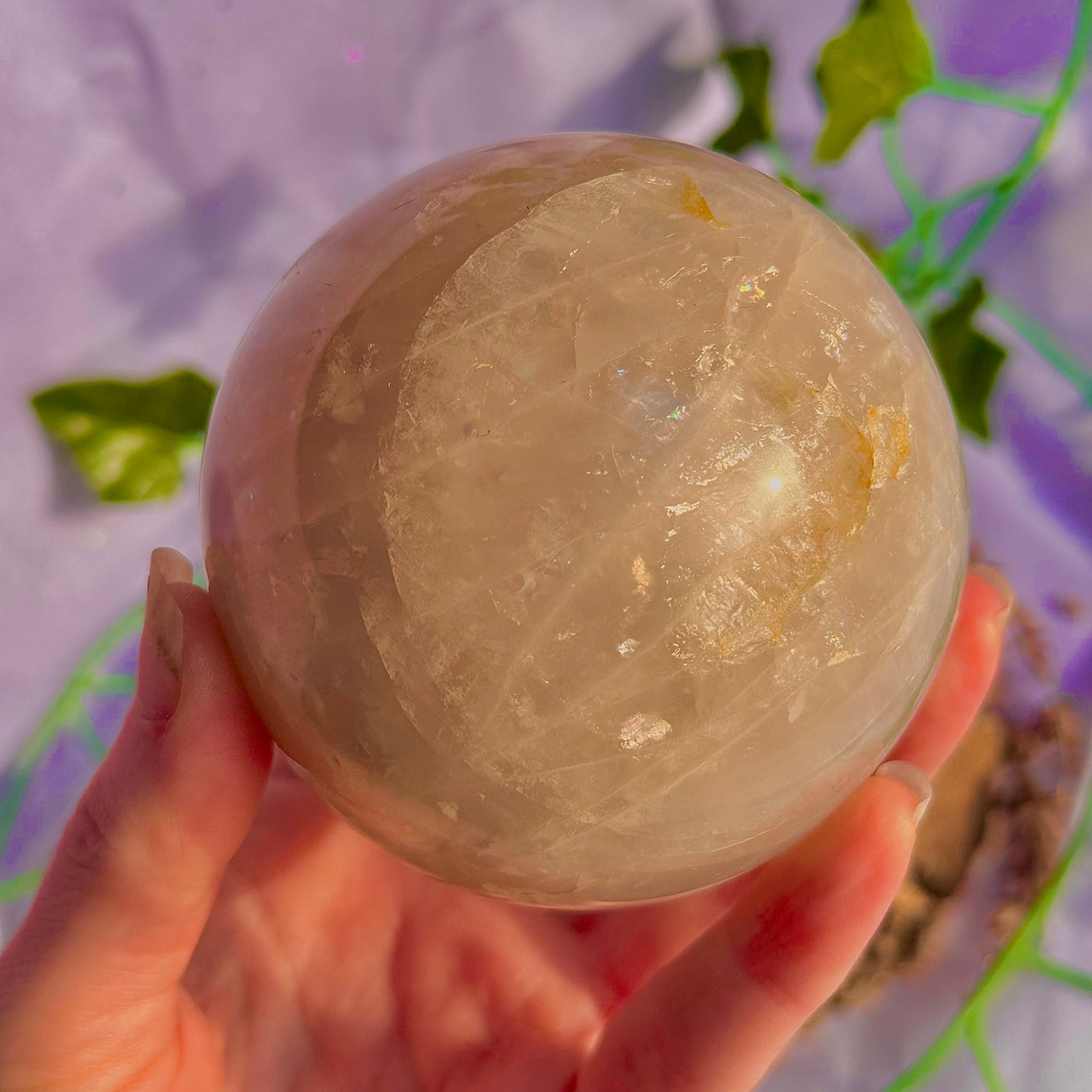 sphère de quartz rose bleu ~ 626g