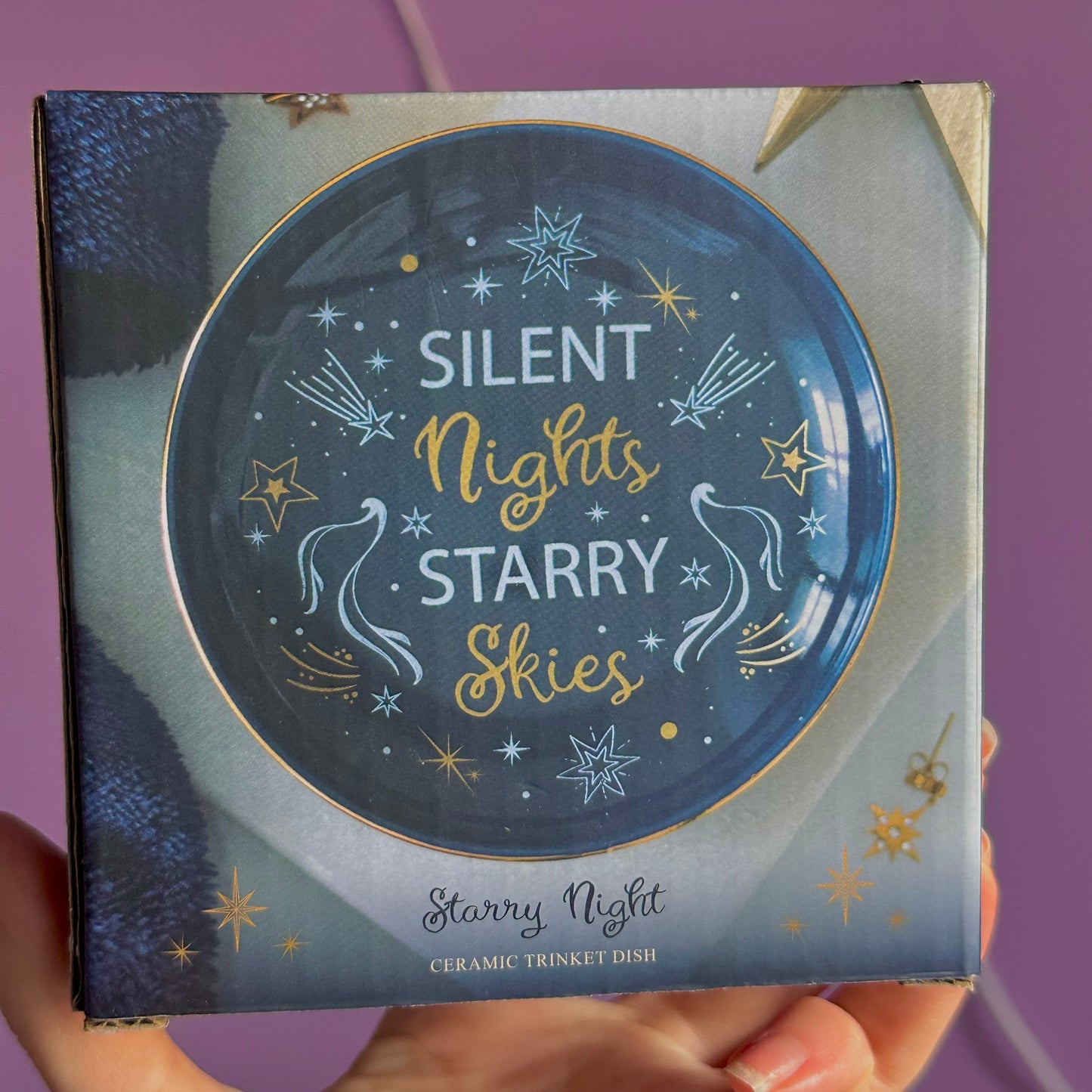 silent night starry skies trinket dish