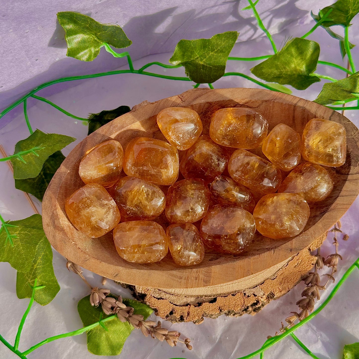 honey calcite tumbles