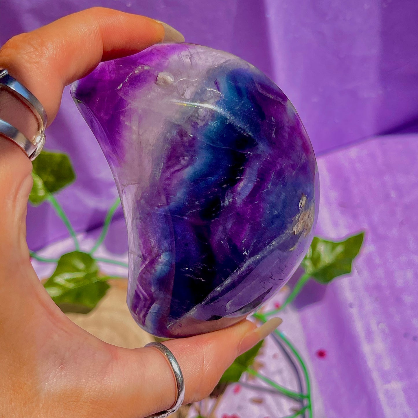 rainbow fluorite moon bowl D
