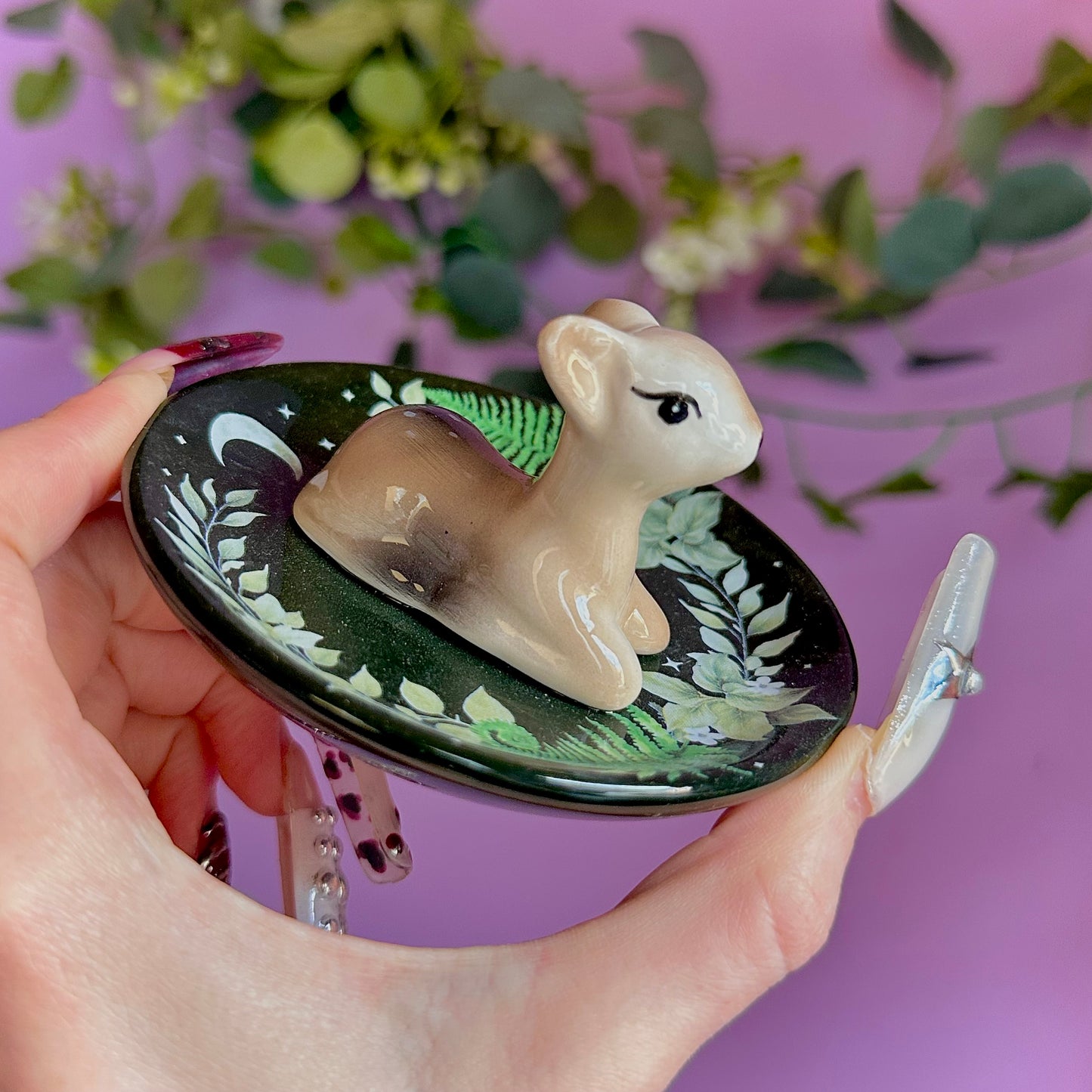 green fawn trinket dish