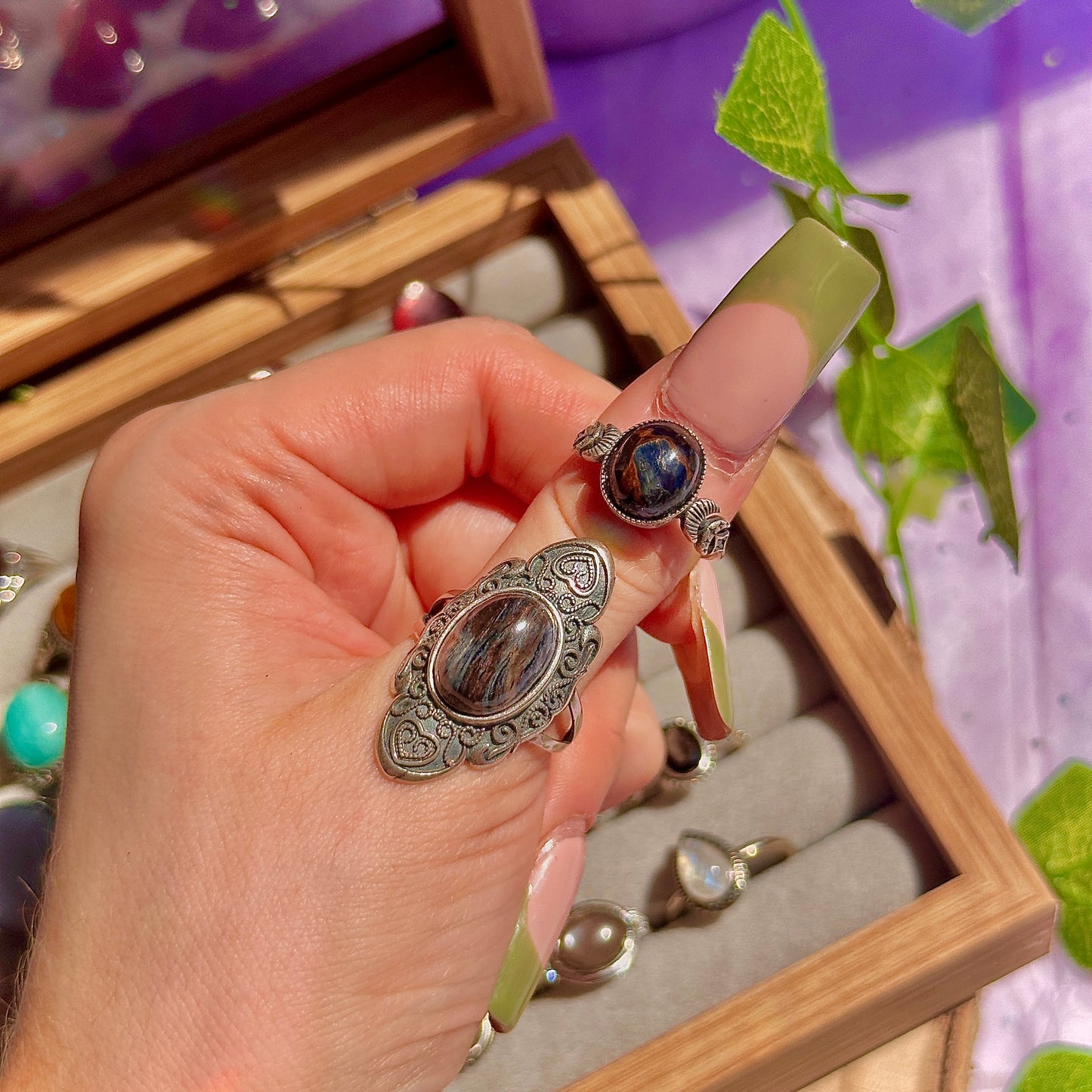 pietersite 925 sterling silver adjustable ring