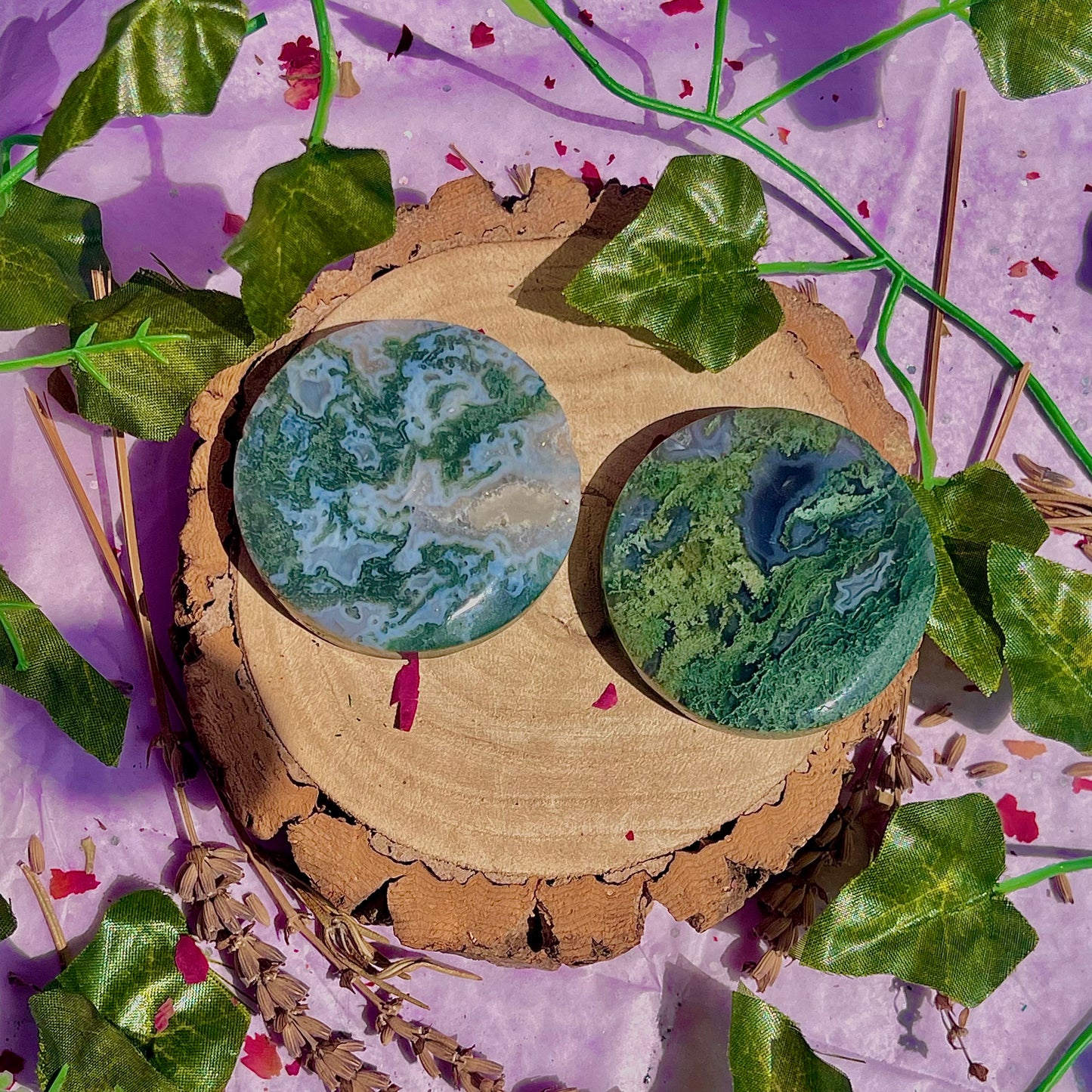 moss agate disc A & B
