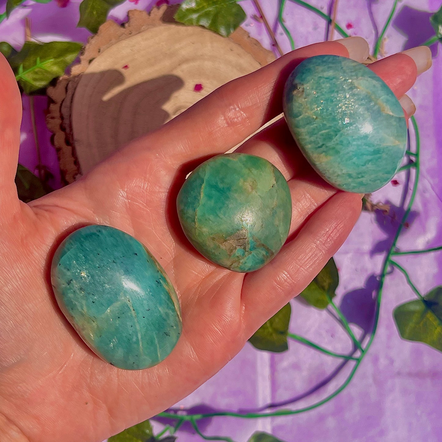 amazonite palm stones ~ intuitively chosen