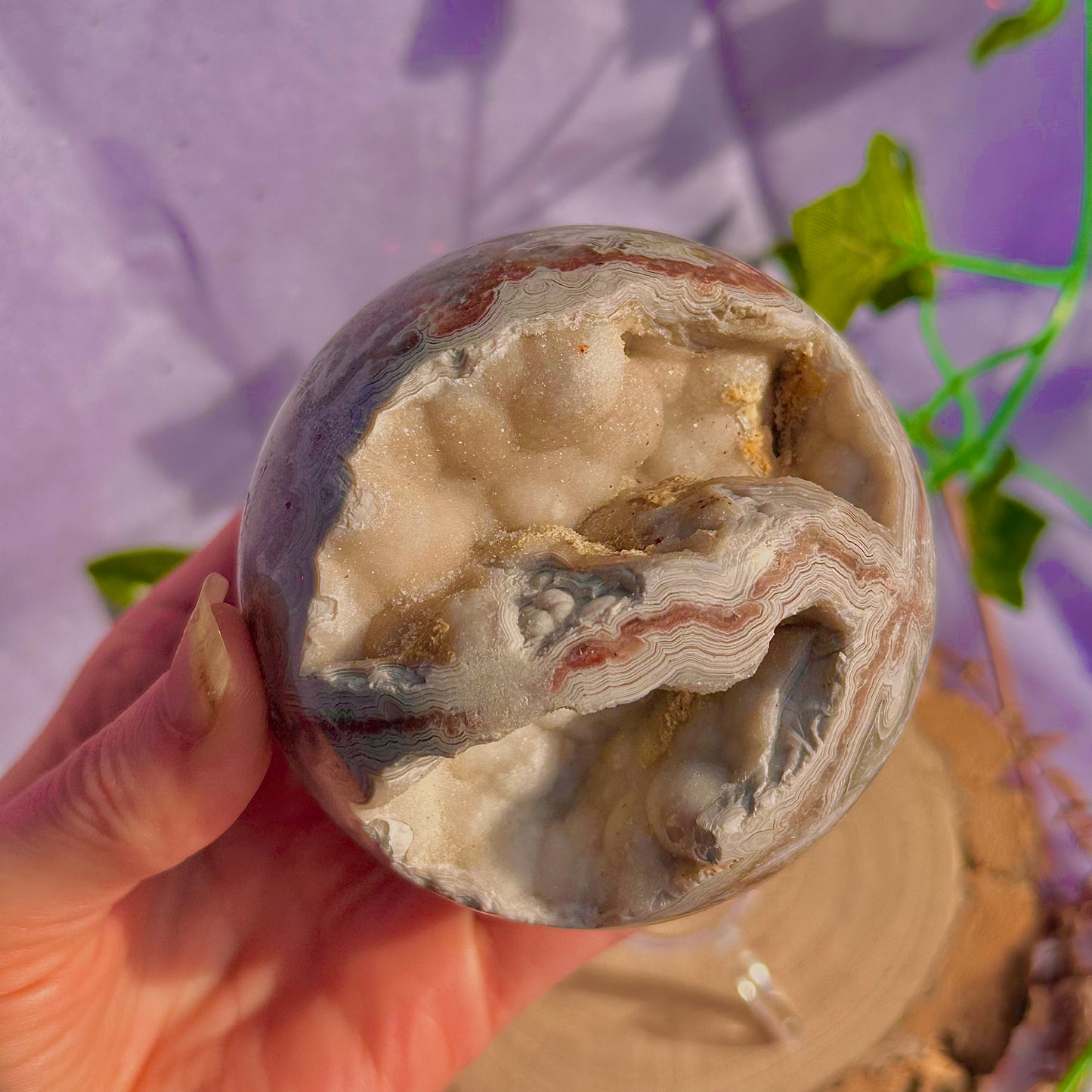 druzy crazy lace agate sphere ~ 546g