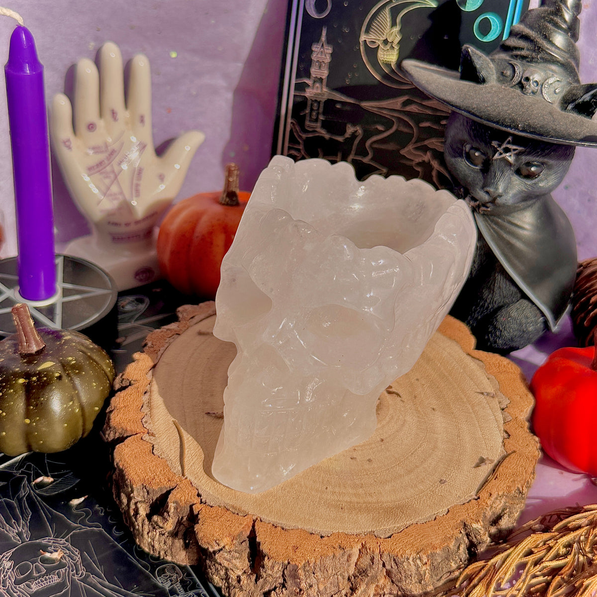 quartz skull bowl carving
