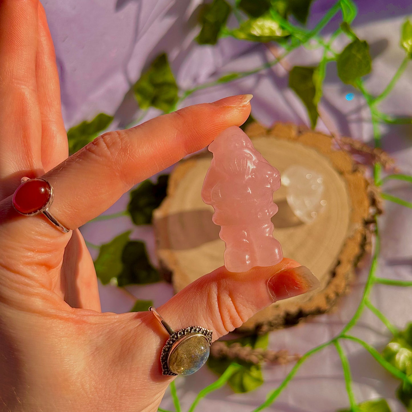 sculptures du père Noël, quartz rose et quartz clair ~ choisissez le vôtre