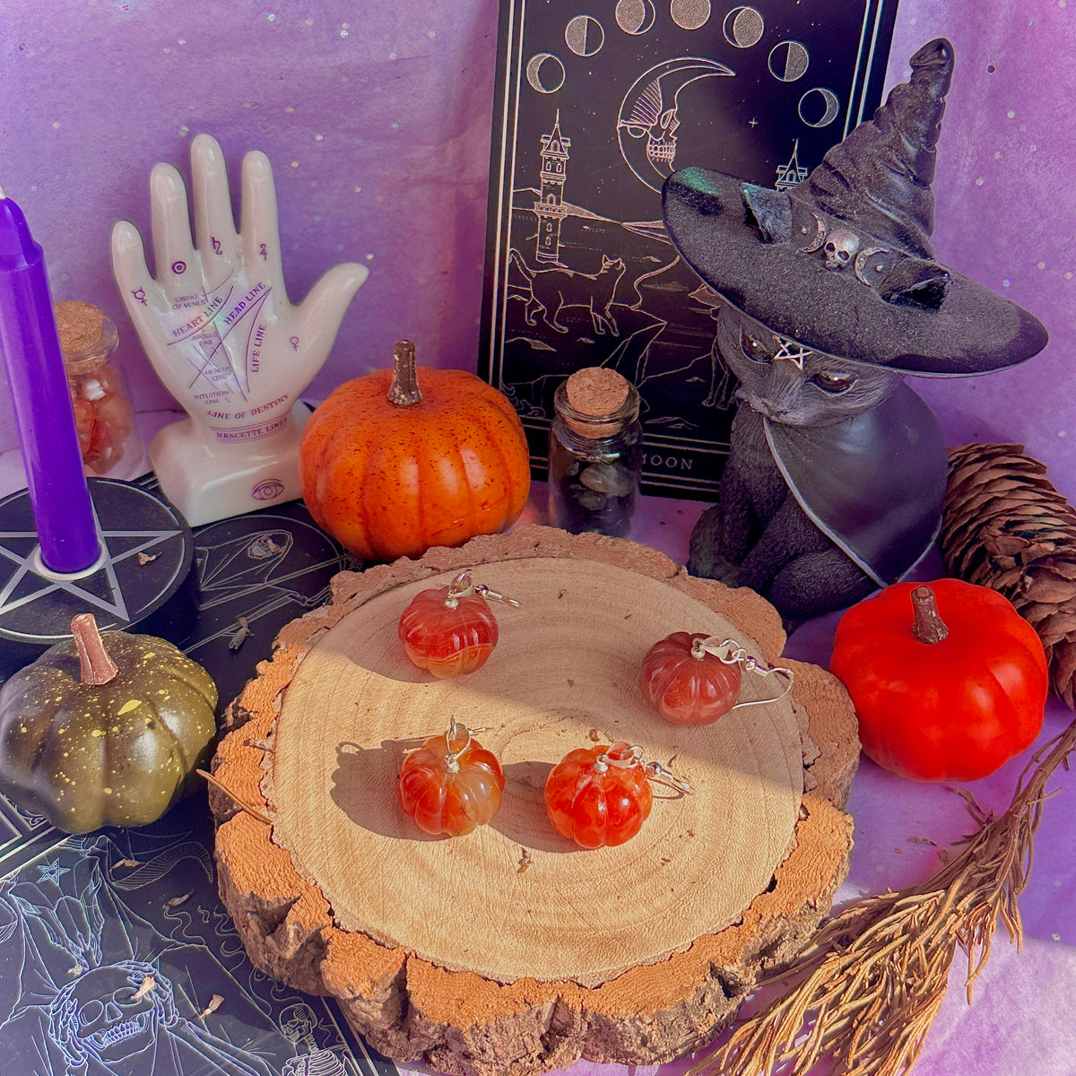 carnelian pumpkin earrings on 925 hooks ~ only 2!