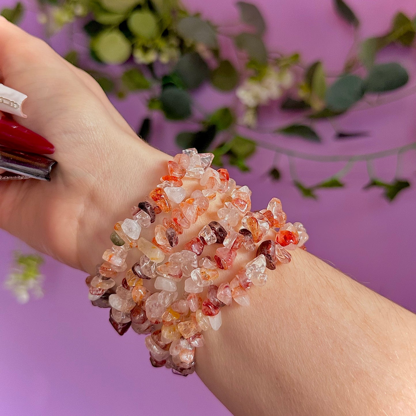 fire quartz chip bracelet