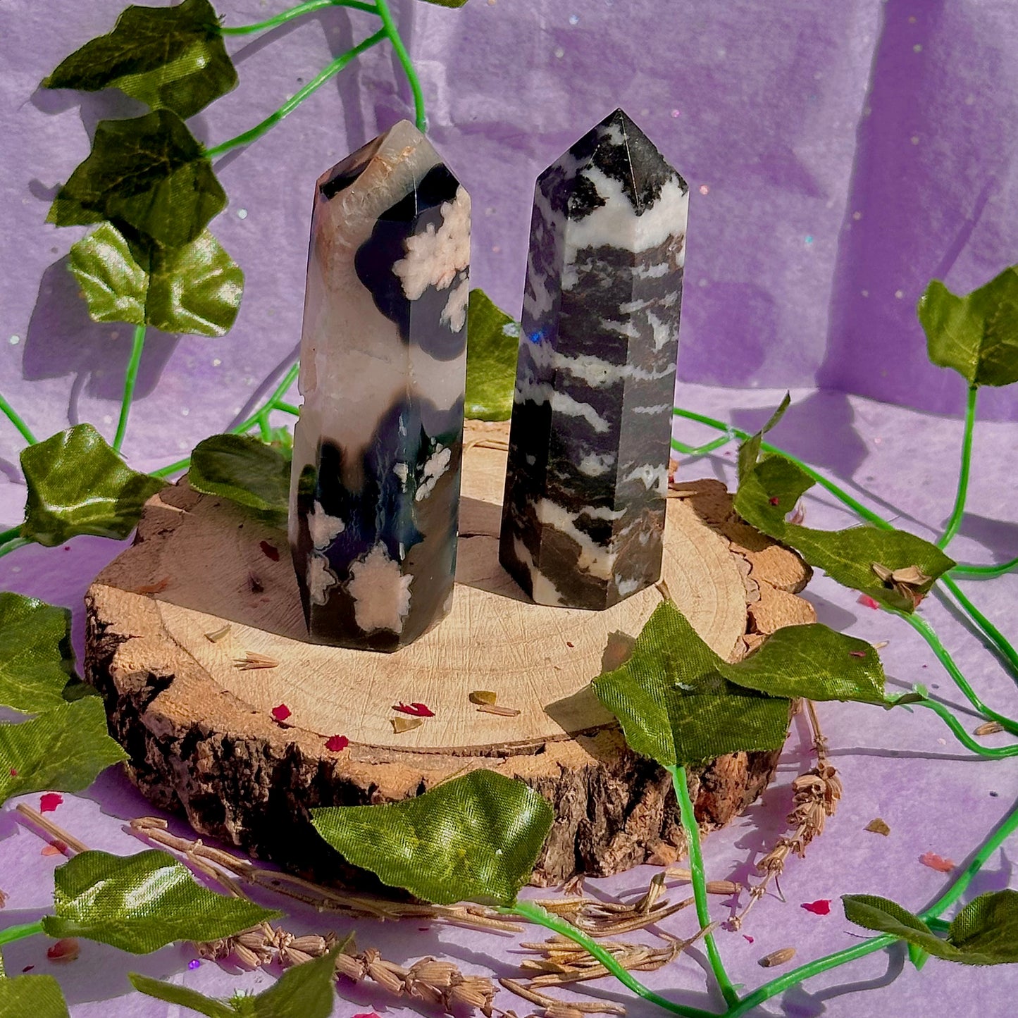 black towers ~ zebra jasper & black flower agate ~ choose your own