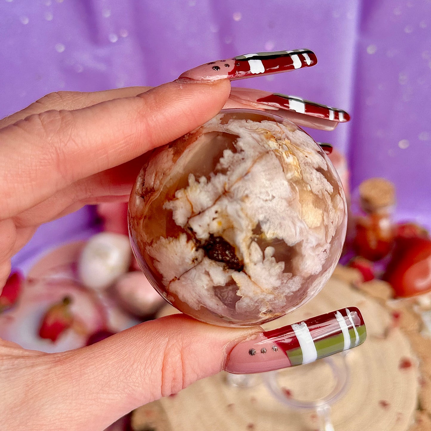 flower agate sphere A