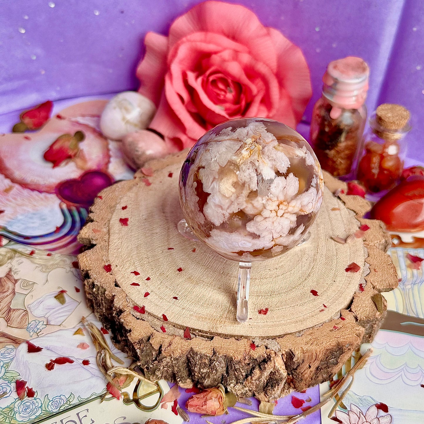 flower agate sphere A