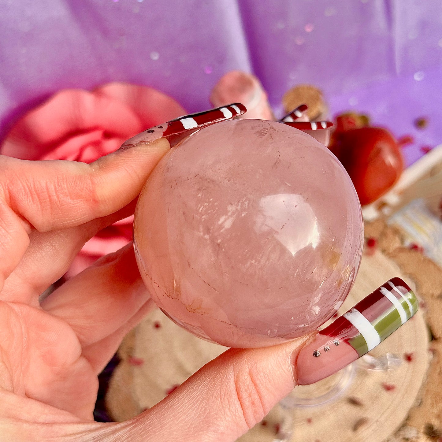 starlight asterism rose quartz sphere A