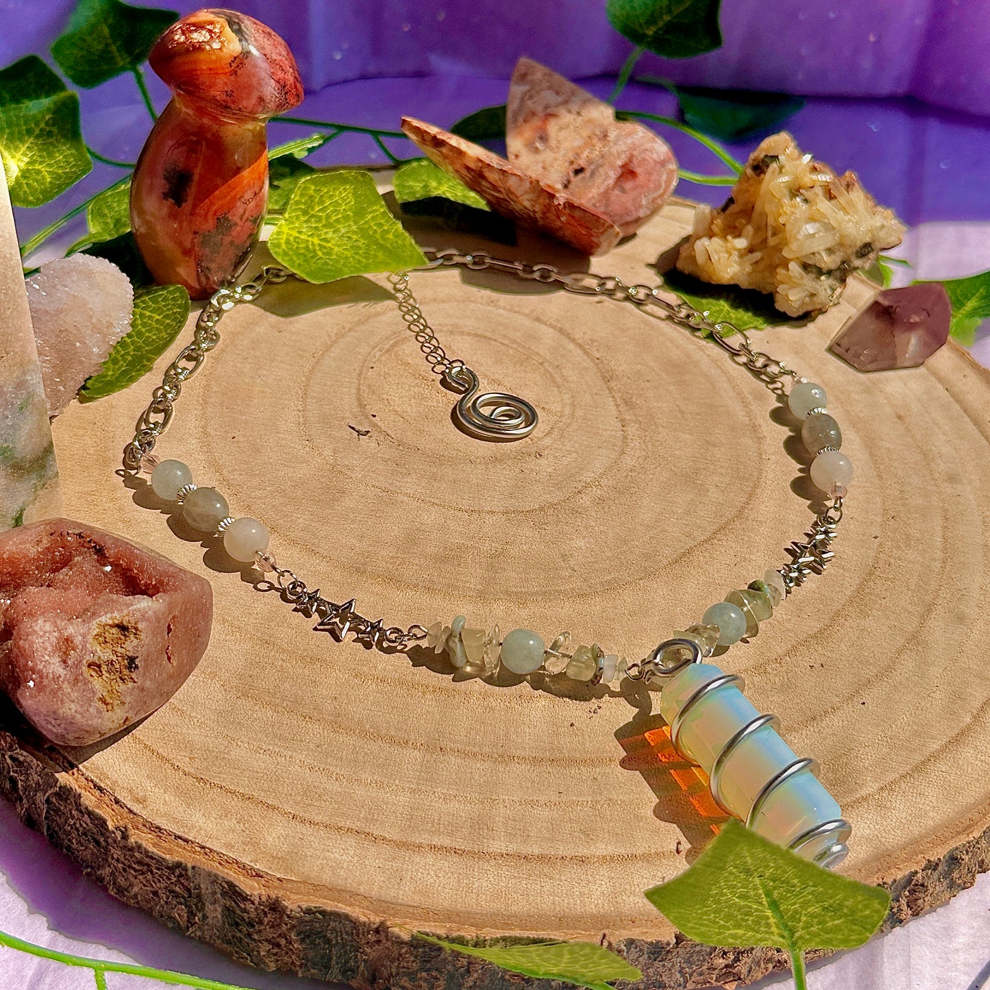 sparkle magick necklace ~ opalite, aquamarine, labradorite, rose quartz, larimar, moonstone, jade