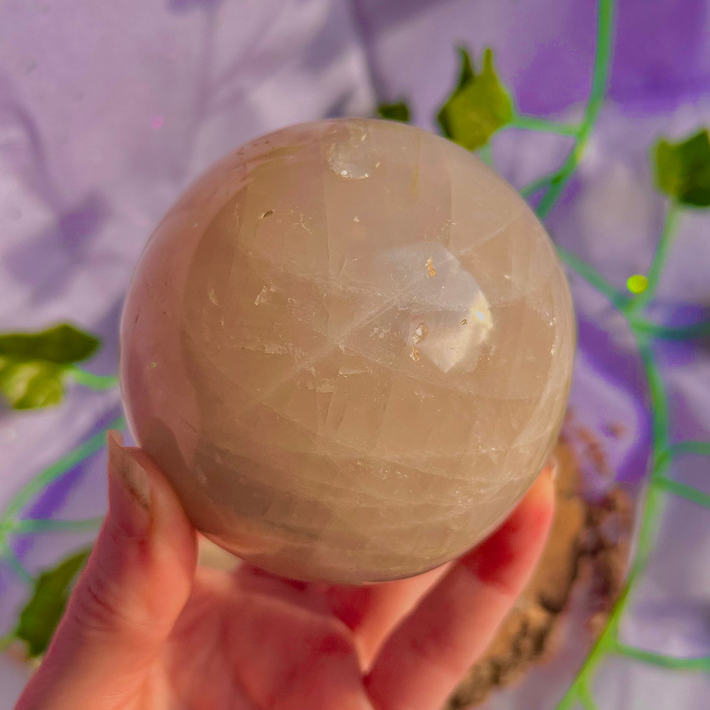 sphère de quartz rose bleu ~ 626g