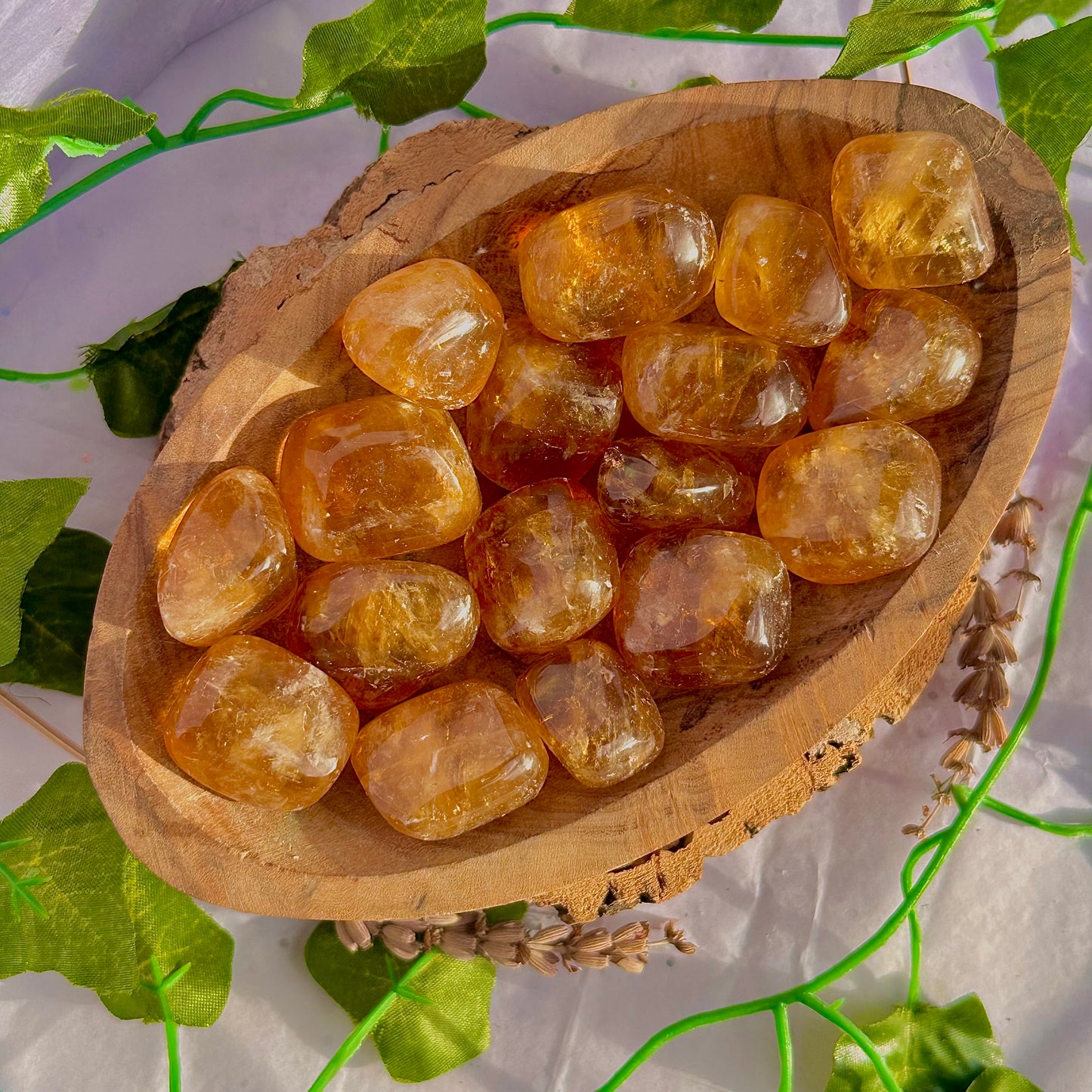 honey calcite tumbles