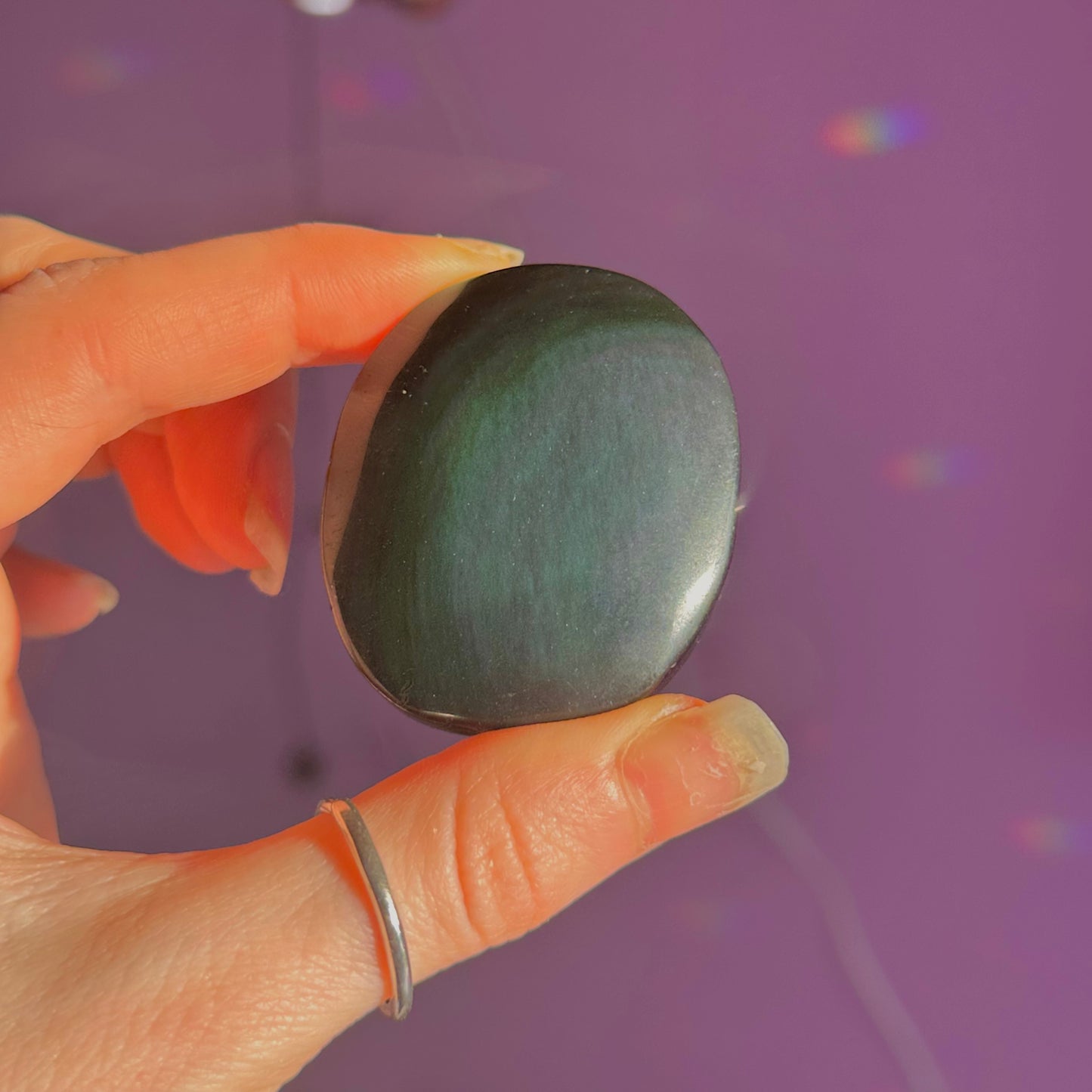 rainbow obsidian palm stone ~ intuitively chosen