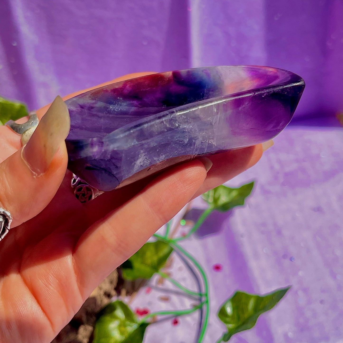 rainbow fluorite moon bowl D
