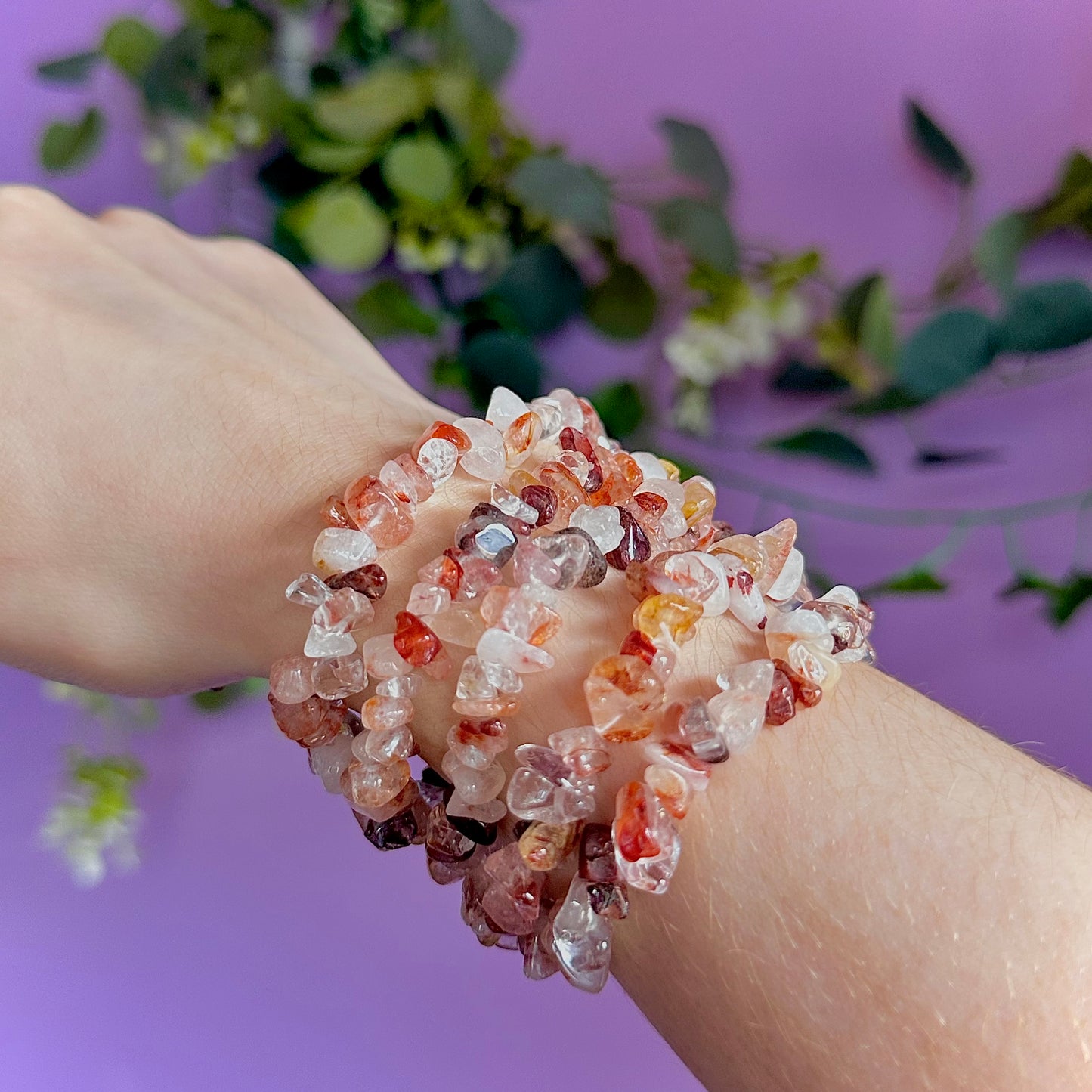 fire quartz chip bracelet