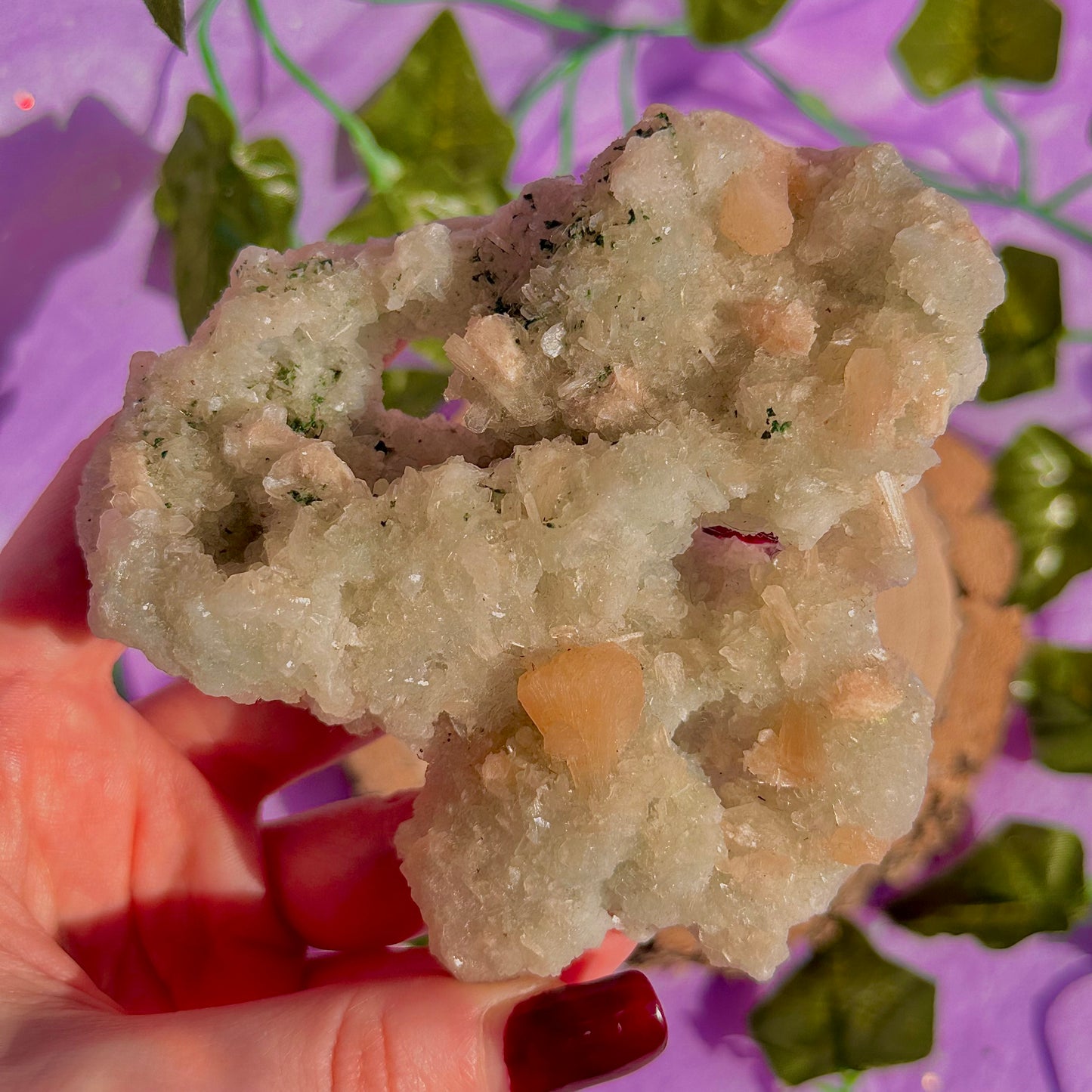 apophyllite verte avec stilbite pêche