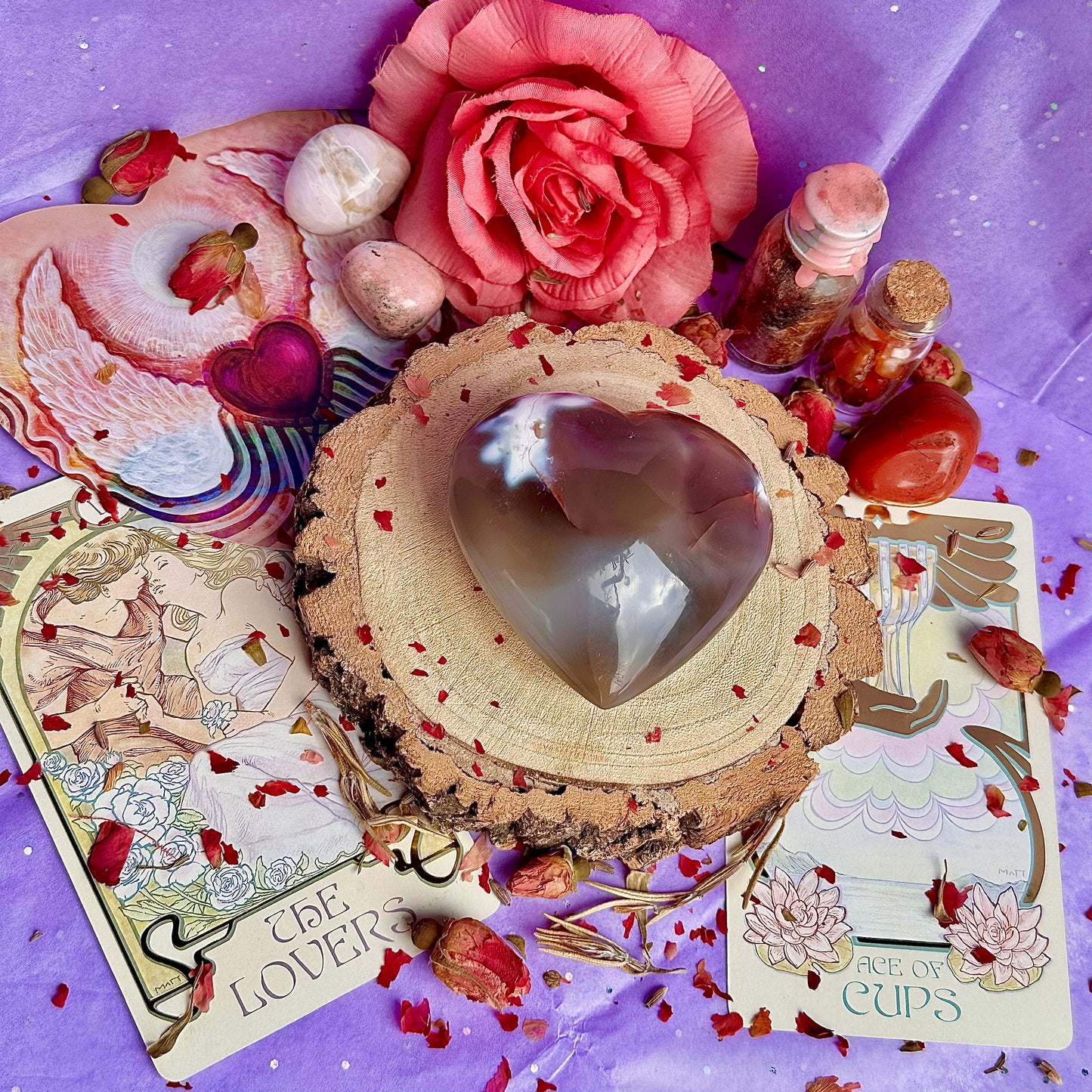 orca agate heart carving B