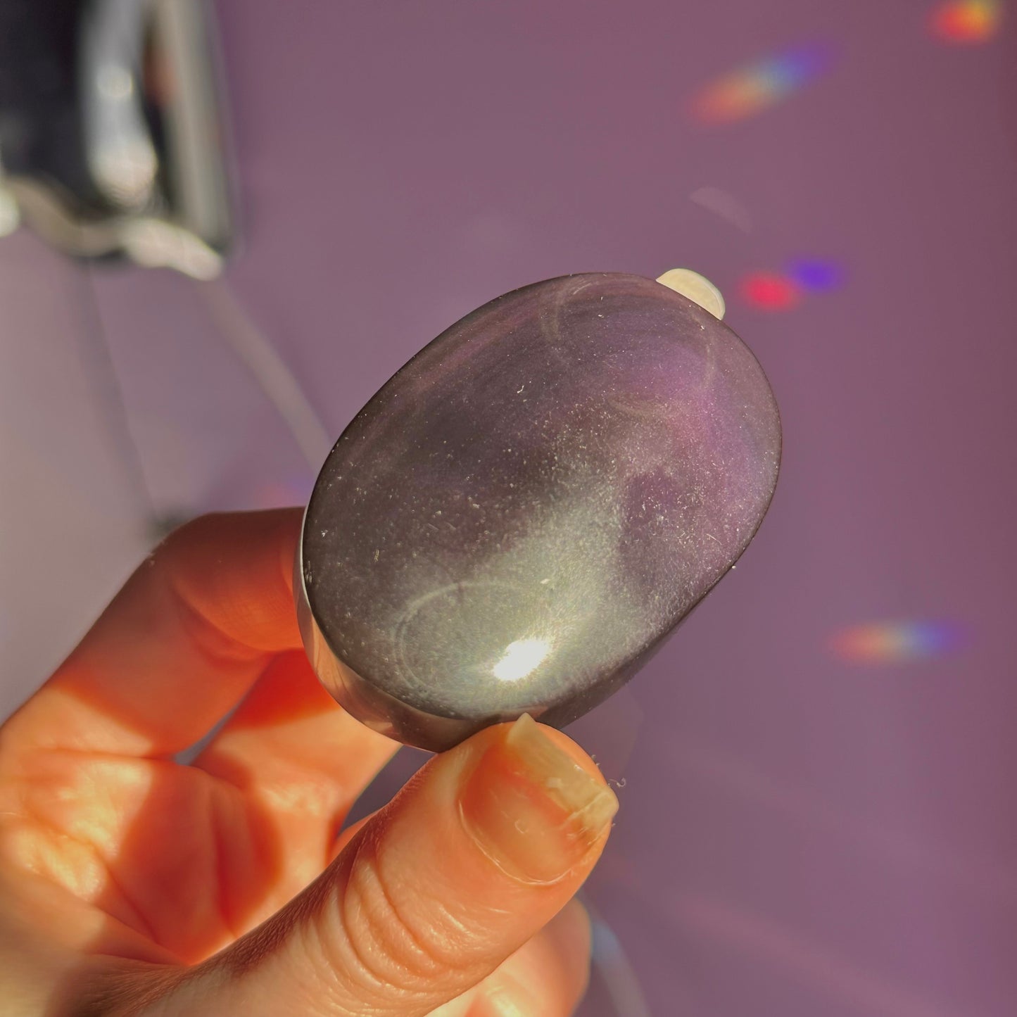 rainbow obsidian palm stone ~ intuitively chosen