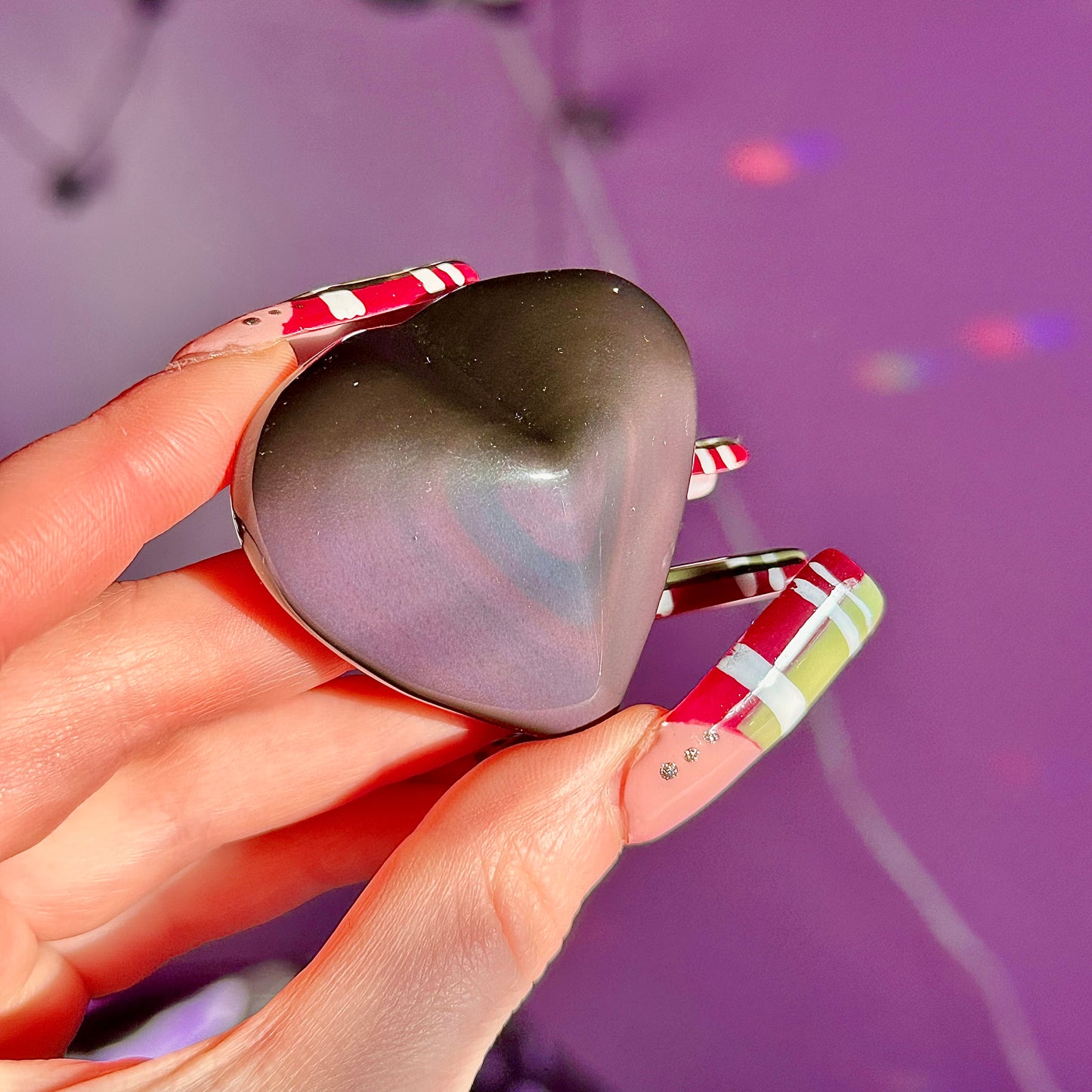 rainbow obsidian heart carvings A & B