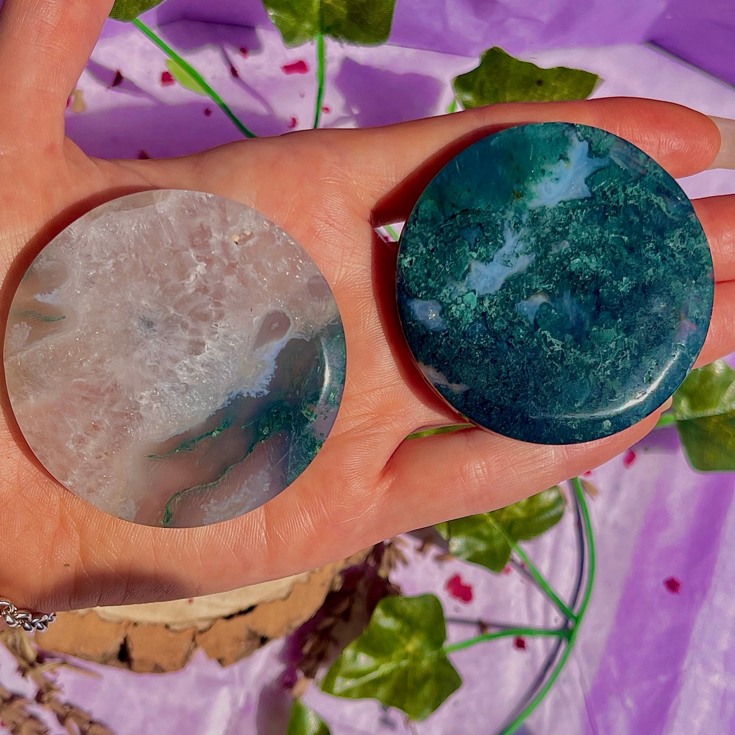 moss agate disc C & D
