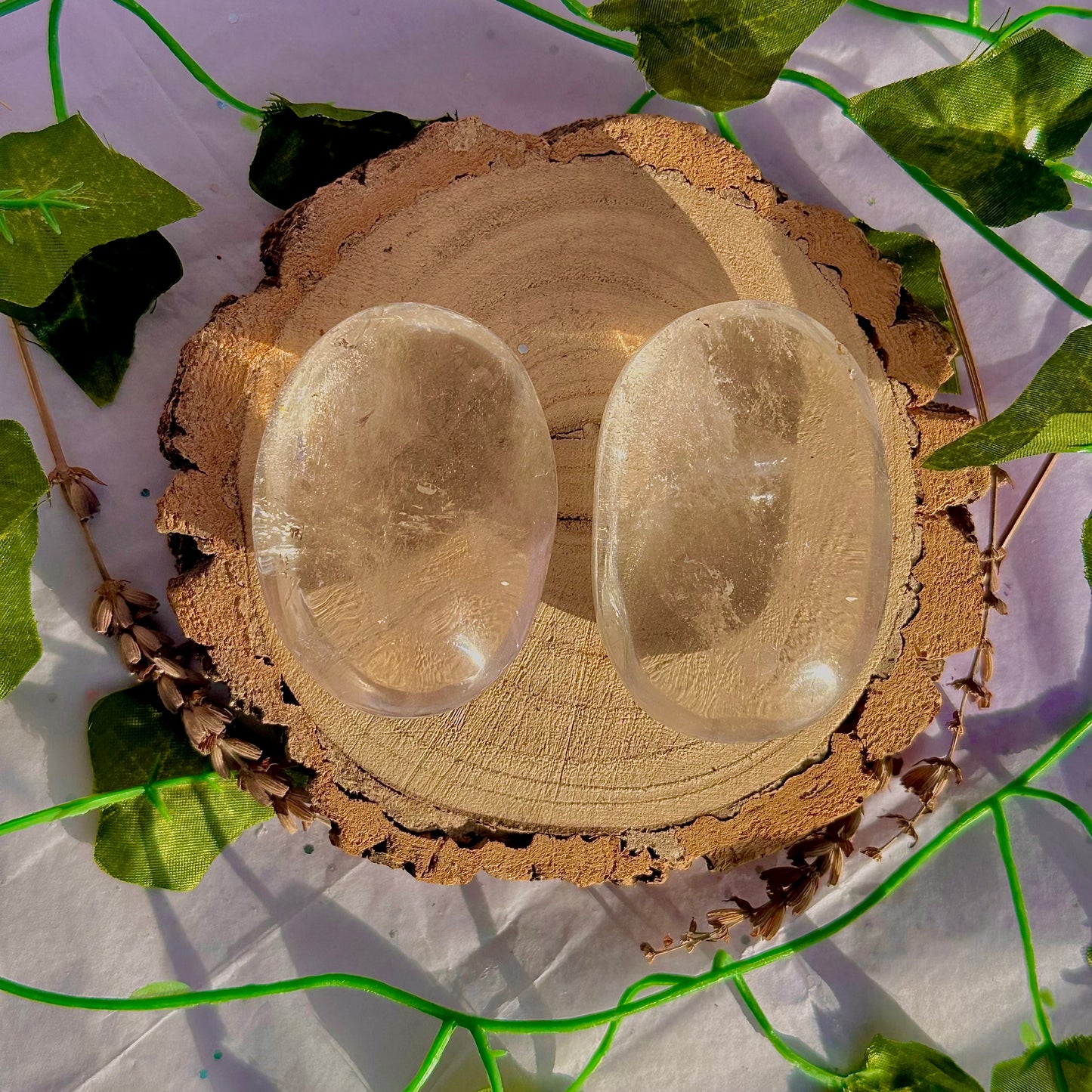 clear quartz palm stone ~ intuitively chosen