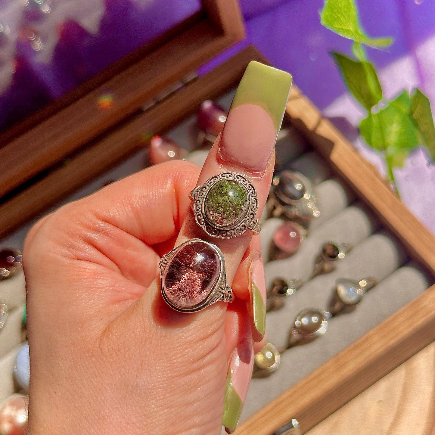 garden quartz 925 sterling silver adjustable ring