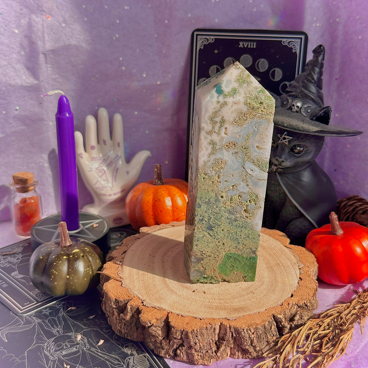 moss agate chunky tower