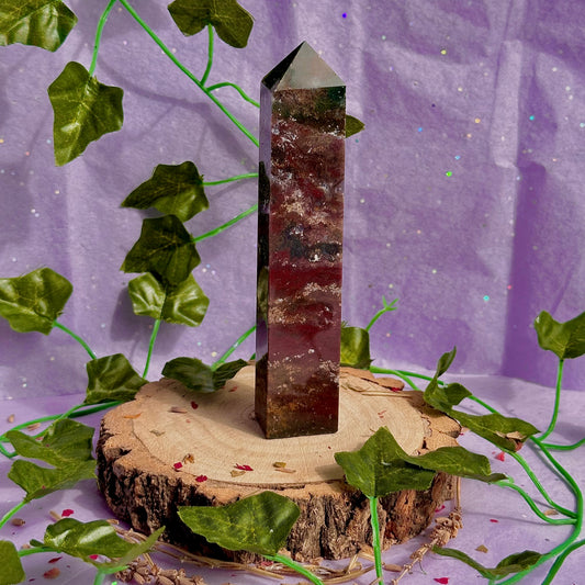red moss agate tower