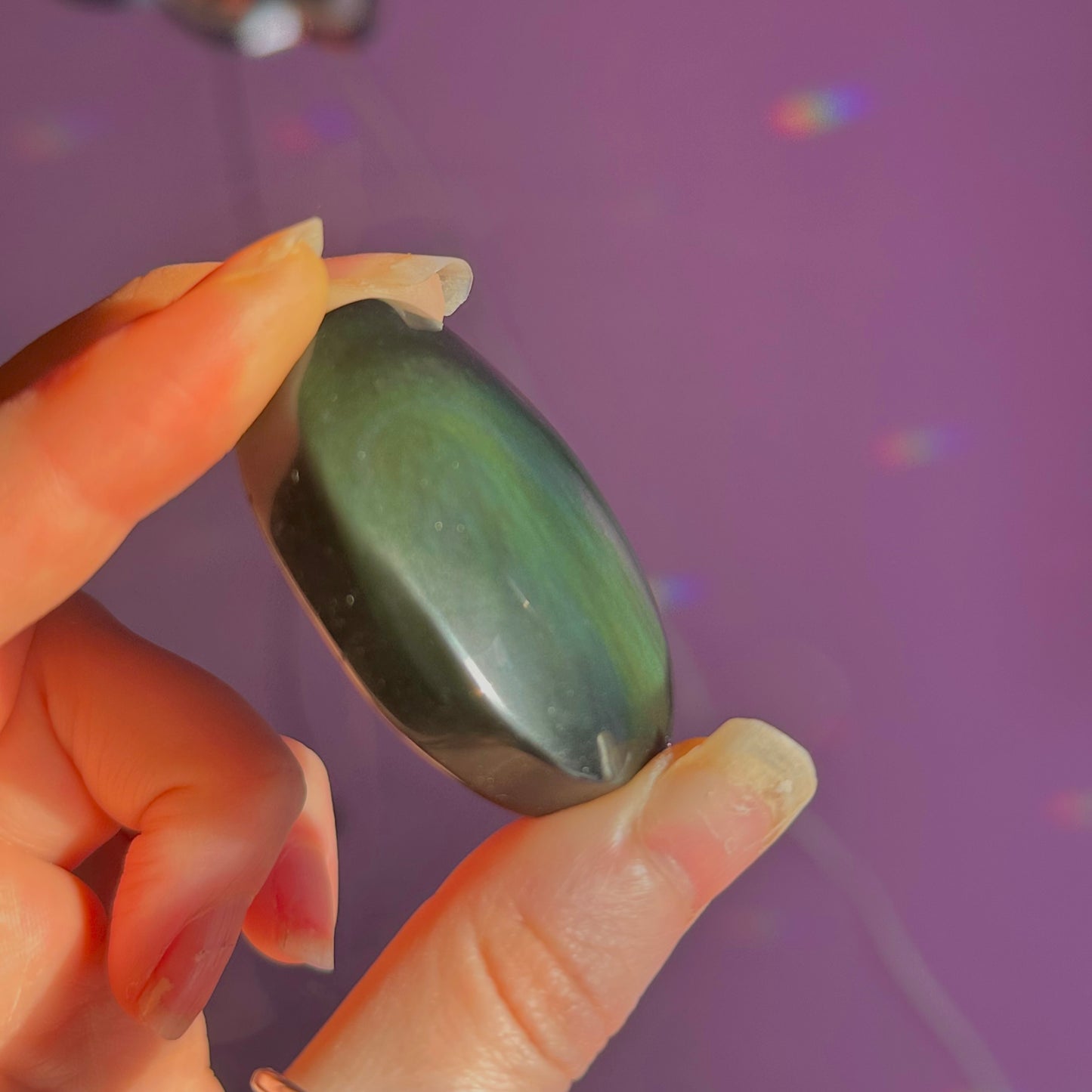 rainbow obsidian palm stone ~ intuitively chosen