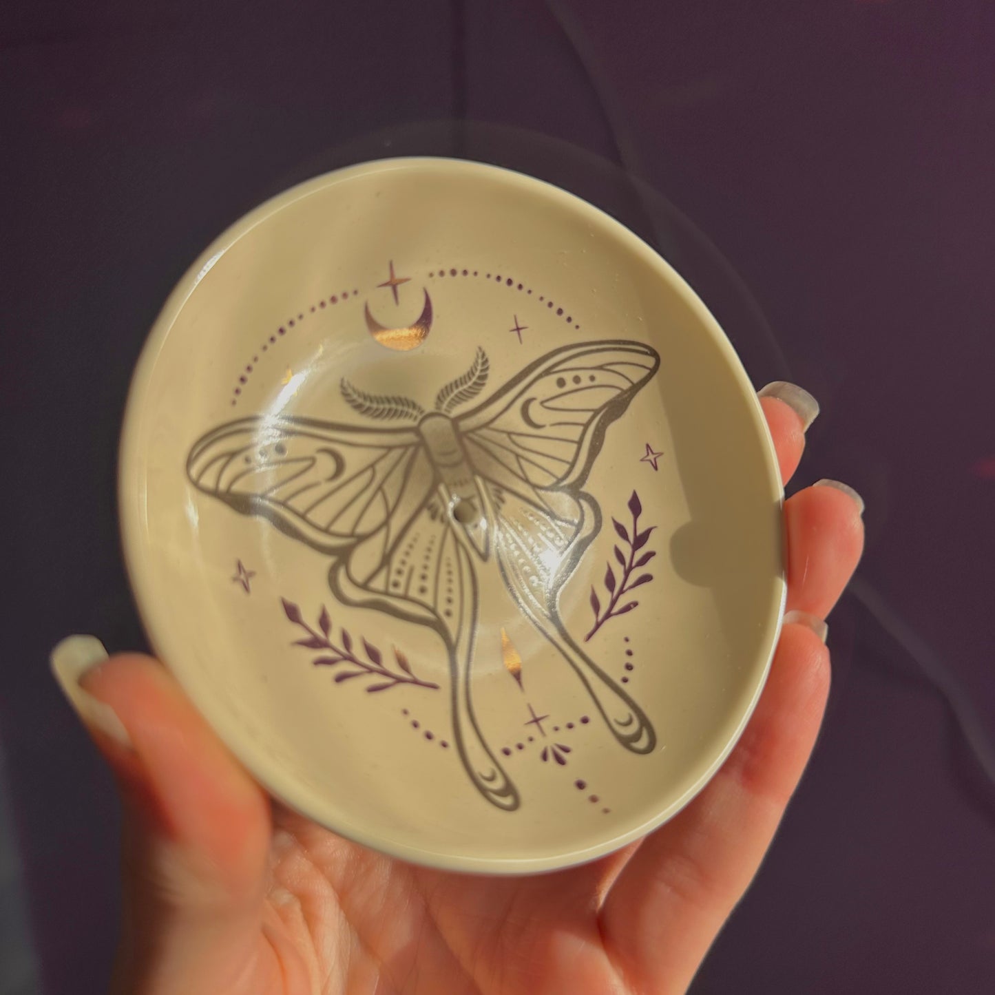 luna moth ceramic incense holder