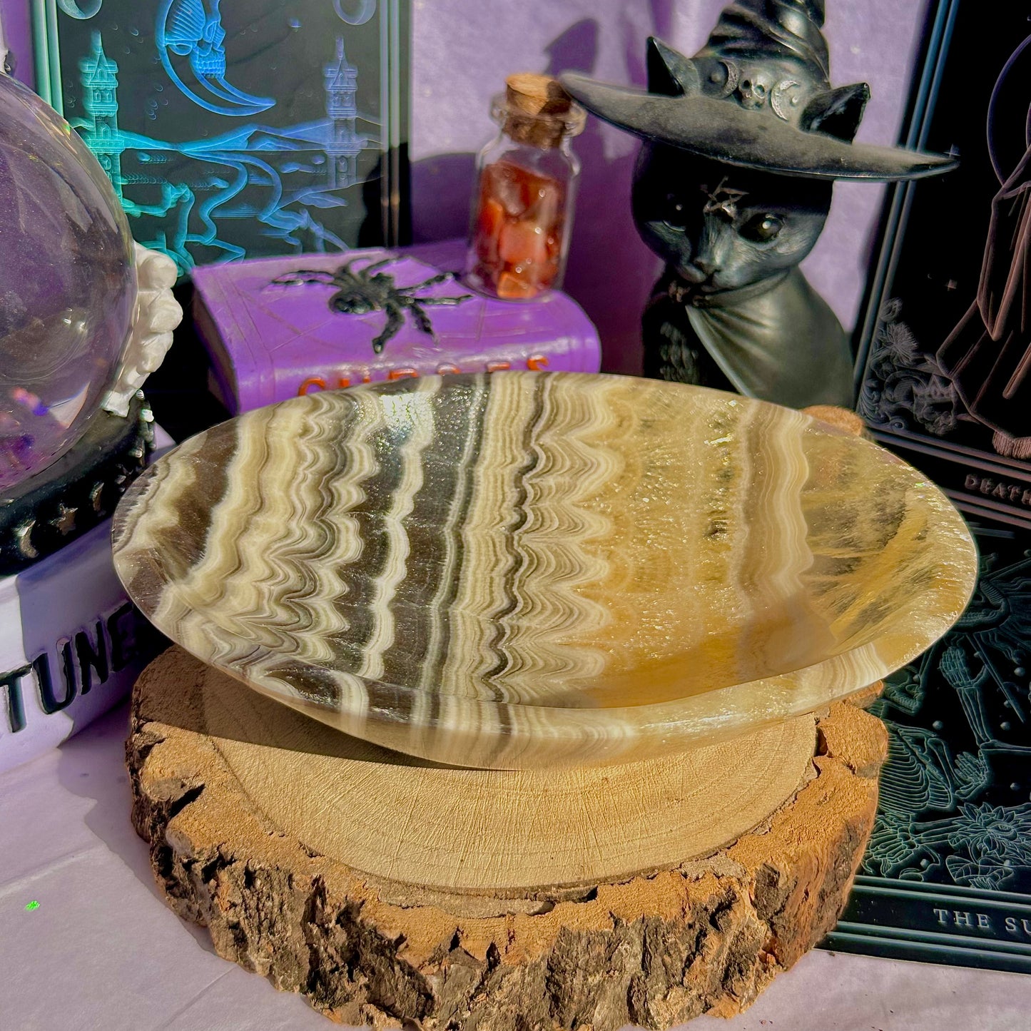 zebra calcite bowl