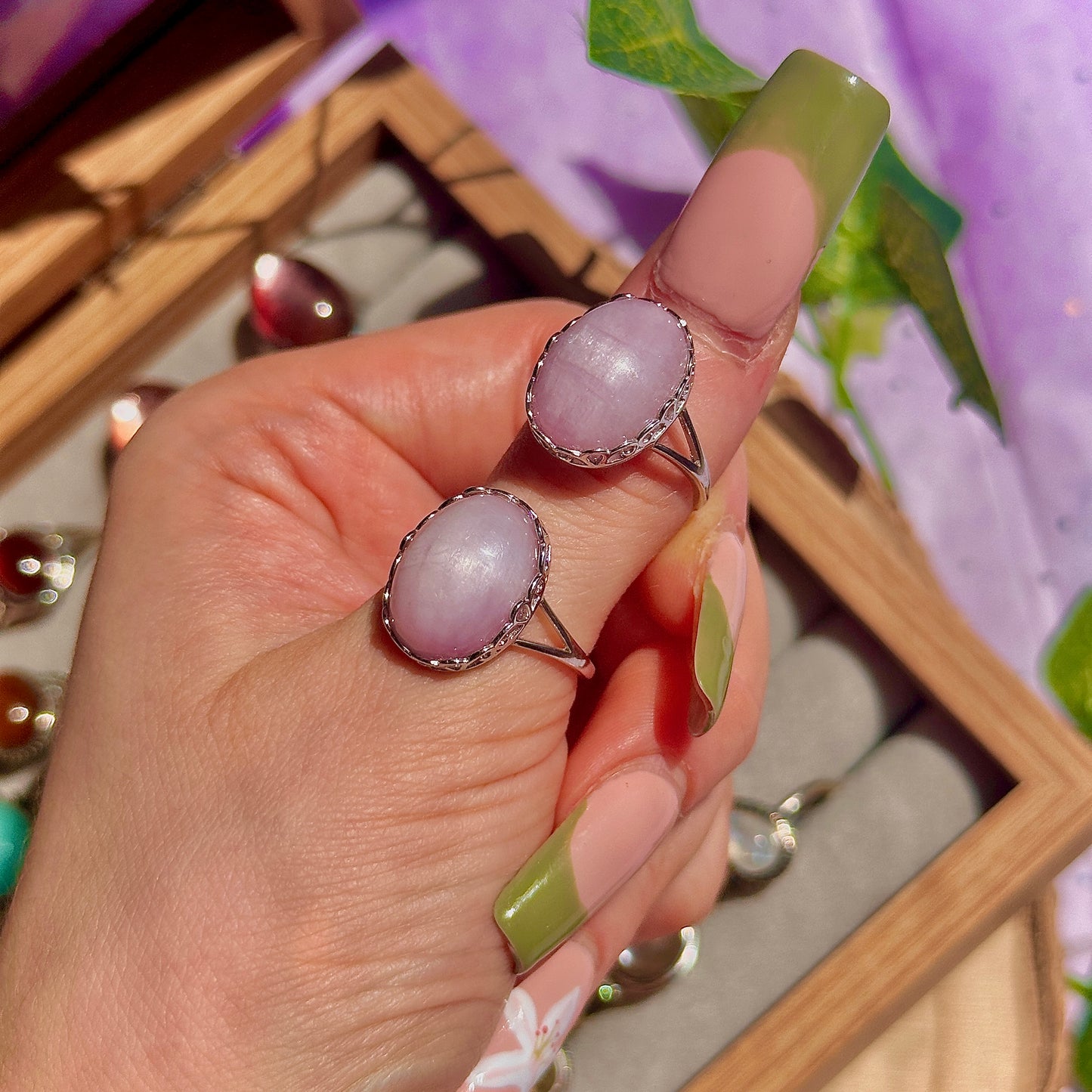 kunzite 925 sterling silver adjustable ring