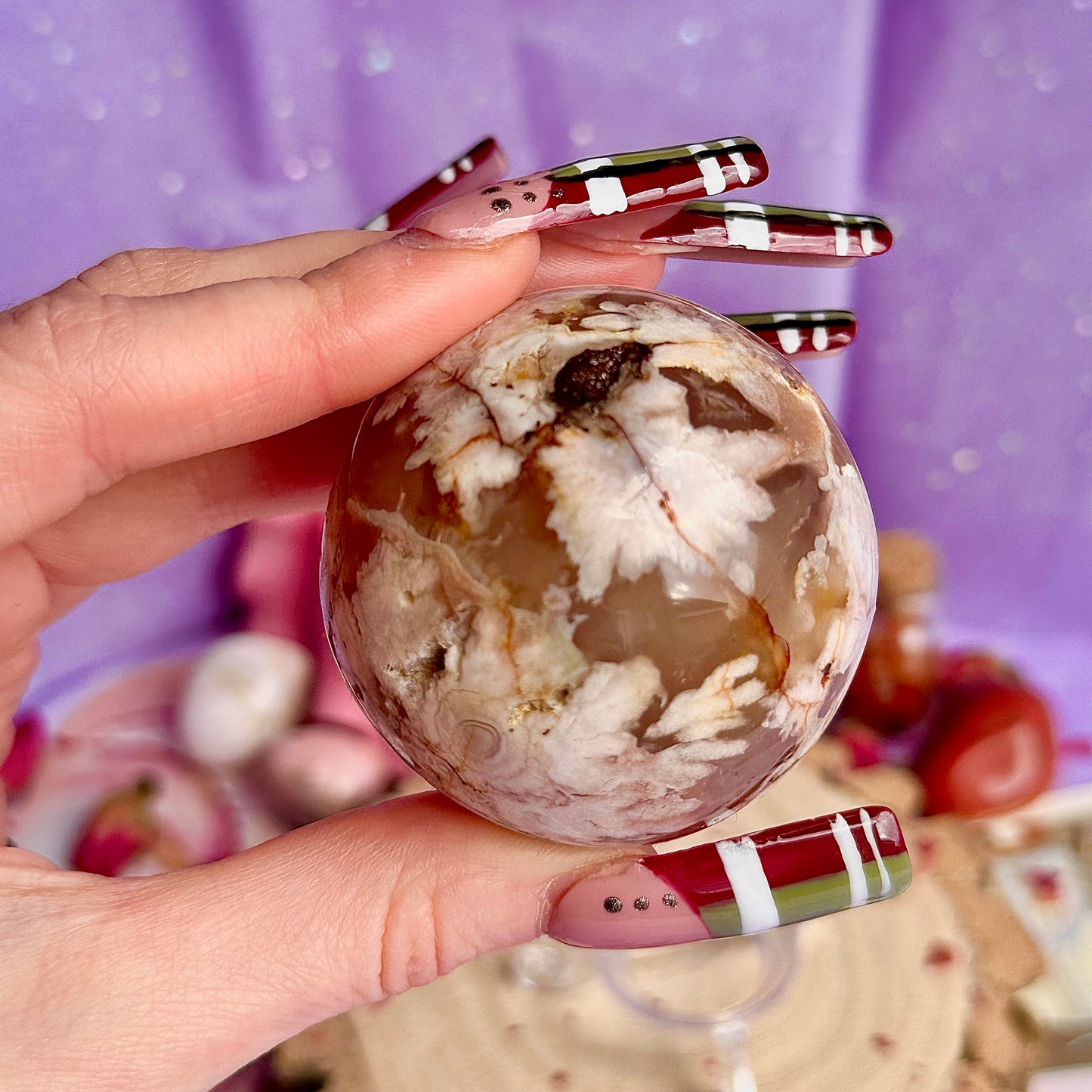 flower agate sphere A