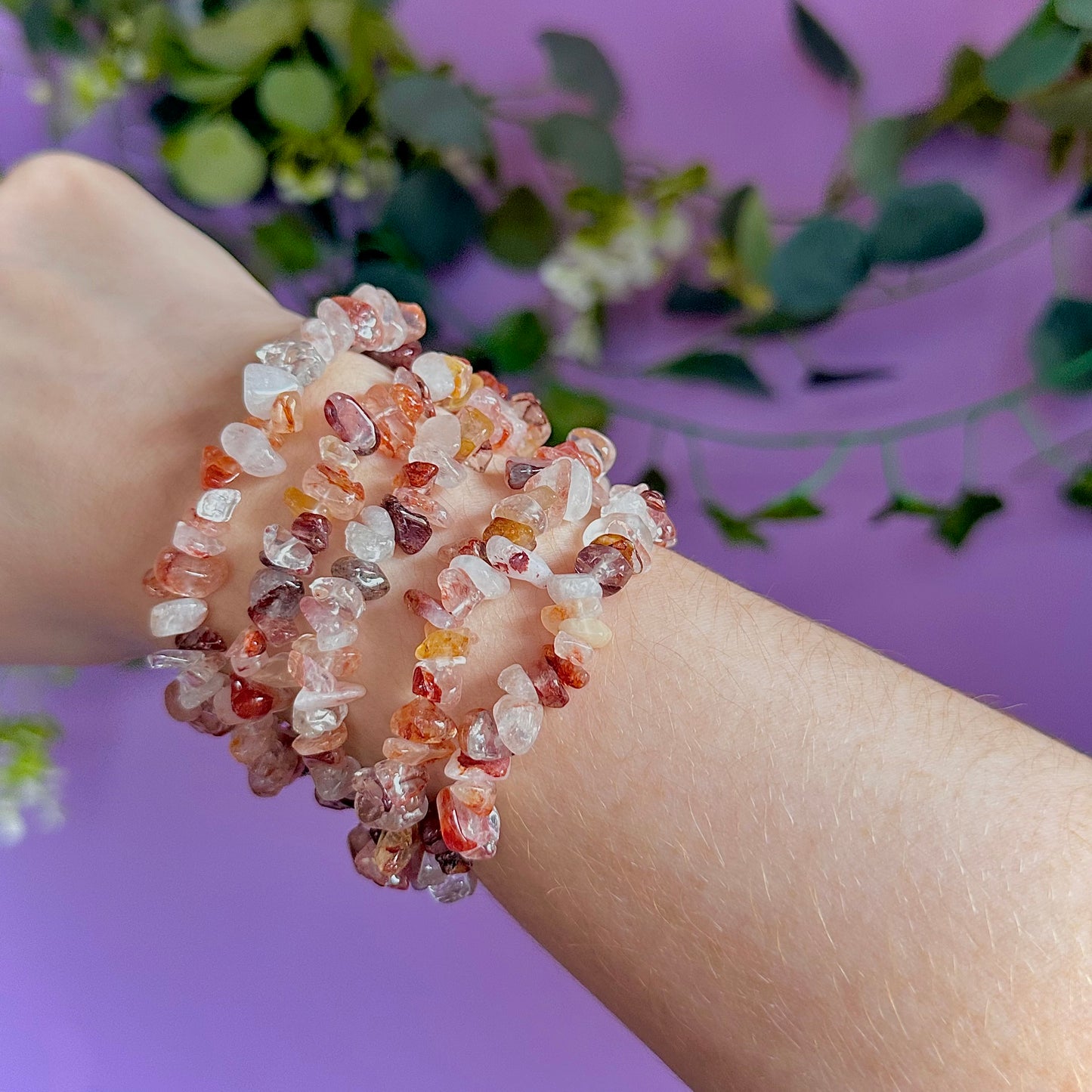 fire quartz chip bracelet