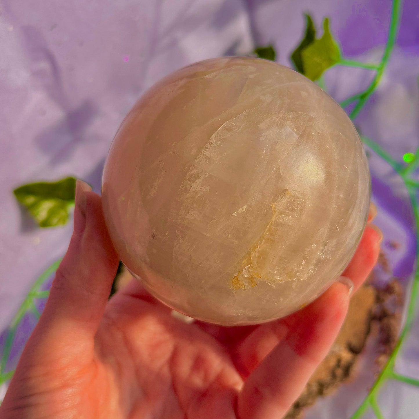 sphère de quartz rose bleu ~ 626g